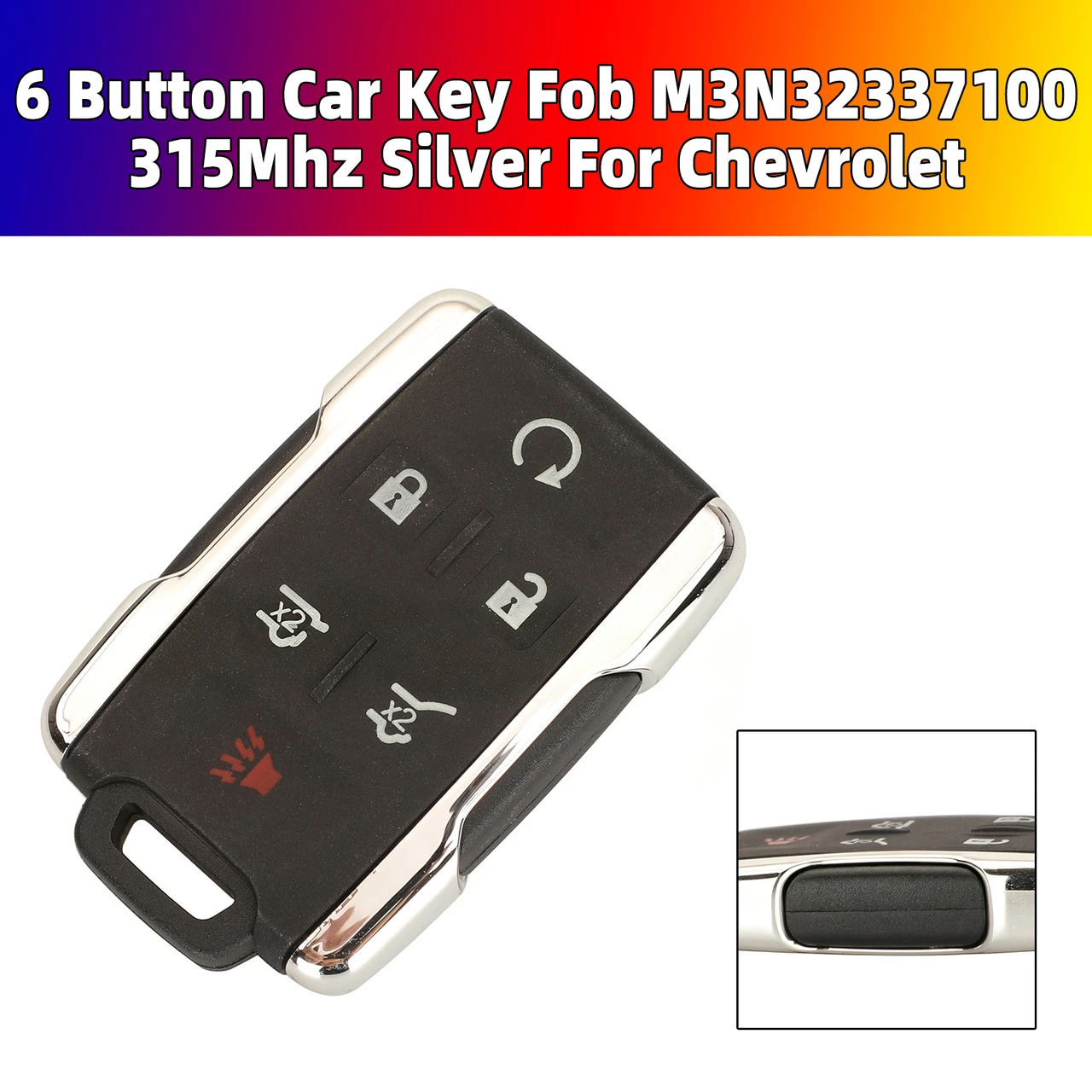 6 Button Car Key Fob M3N32337100 315Mhz Silver For Chevrolet