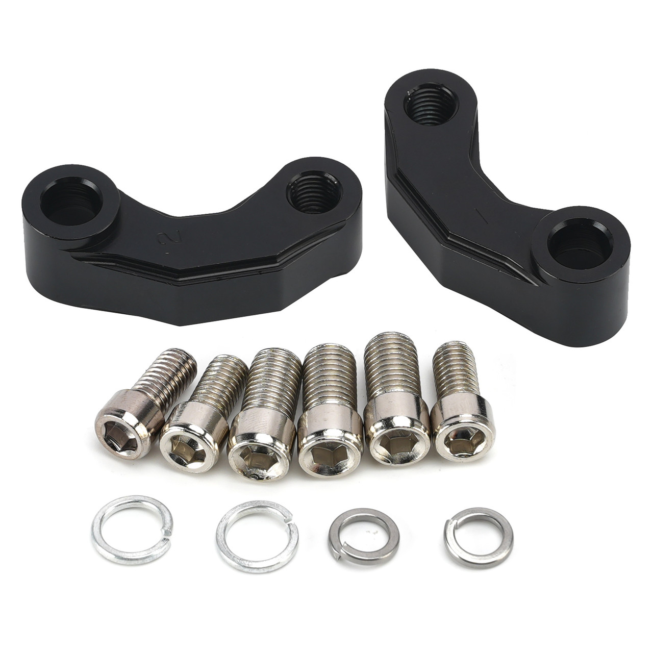 Pair Black Aluminum Mirror Extenders Risers Extension 10mm Universal Fit
