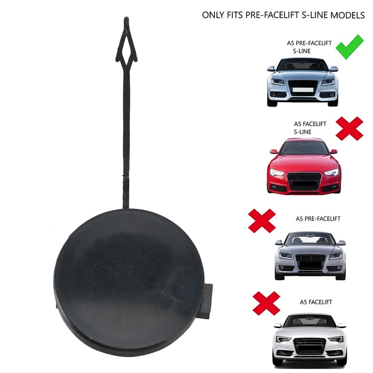 Front Bumper Tow Hook Cover Cap 8T0807241A for Audi A5 2008-2011 S-Line