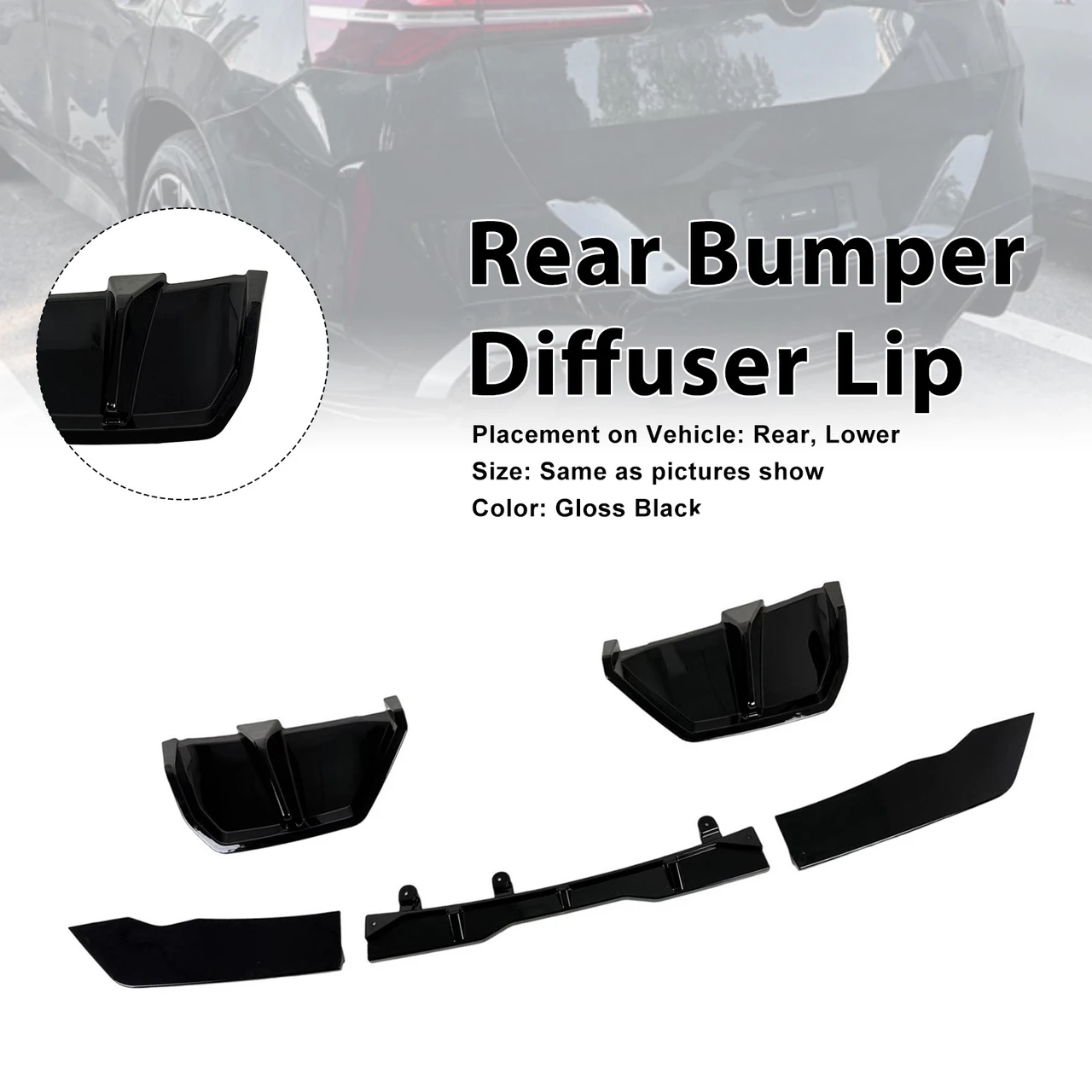 Gloss Black Rear Bumper Diffuser Lip Fit BMW X3 G45 M-Sport 2025+