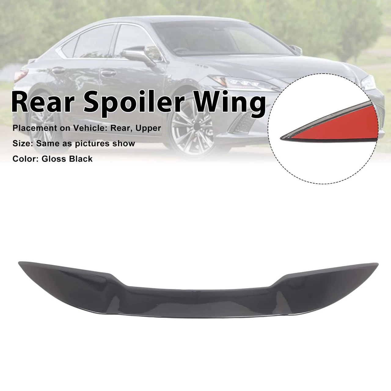 TRD Style Rear Spoiler Wing Fit Lexus ES250 300H 350 2019-2025 Gloss Black