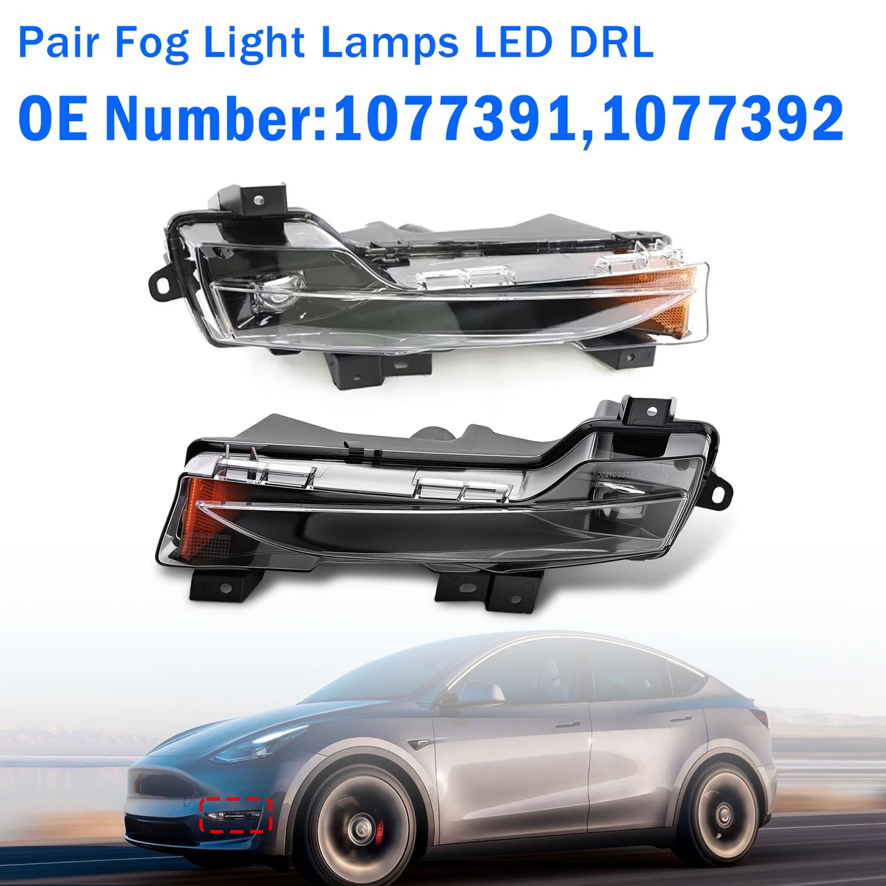 Pair Fog Light Lamps LED DRL For Tesla Model 3 Y 2017鈥?023