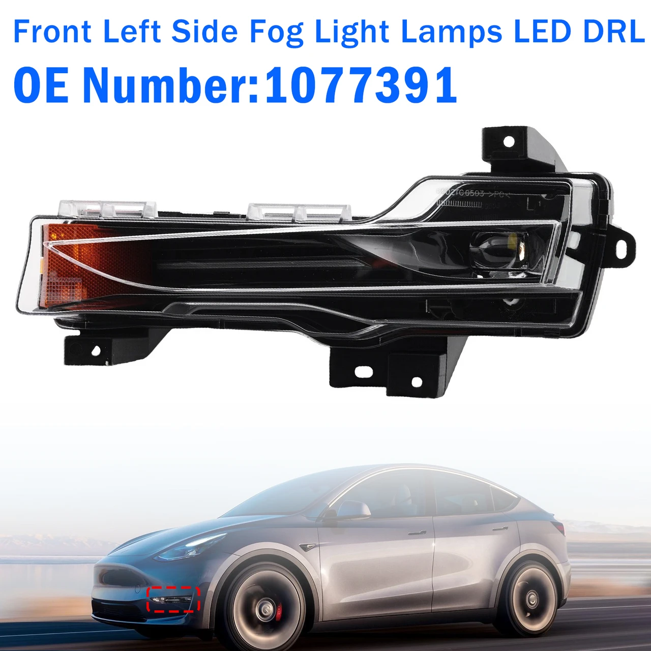 Front Left Side Fog Light Lamps LED DRL 1077391 For Tesla Model 3 Y 2017鈥?023