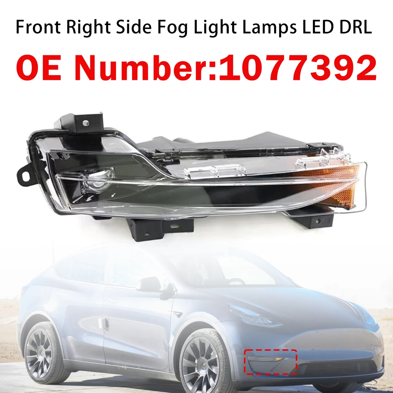 Front Right Fog Light Lamps LED DRL 1077392 For Tesla Model 3 Y 2017鈥?023