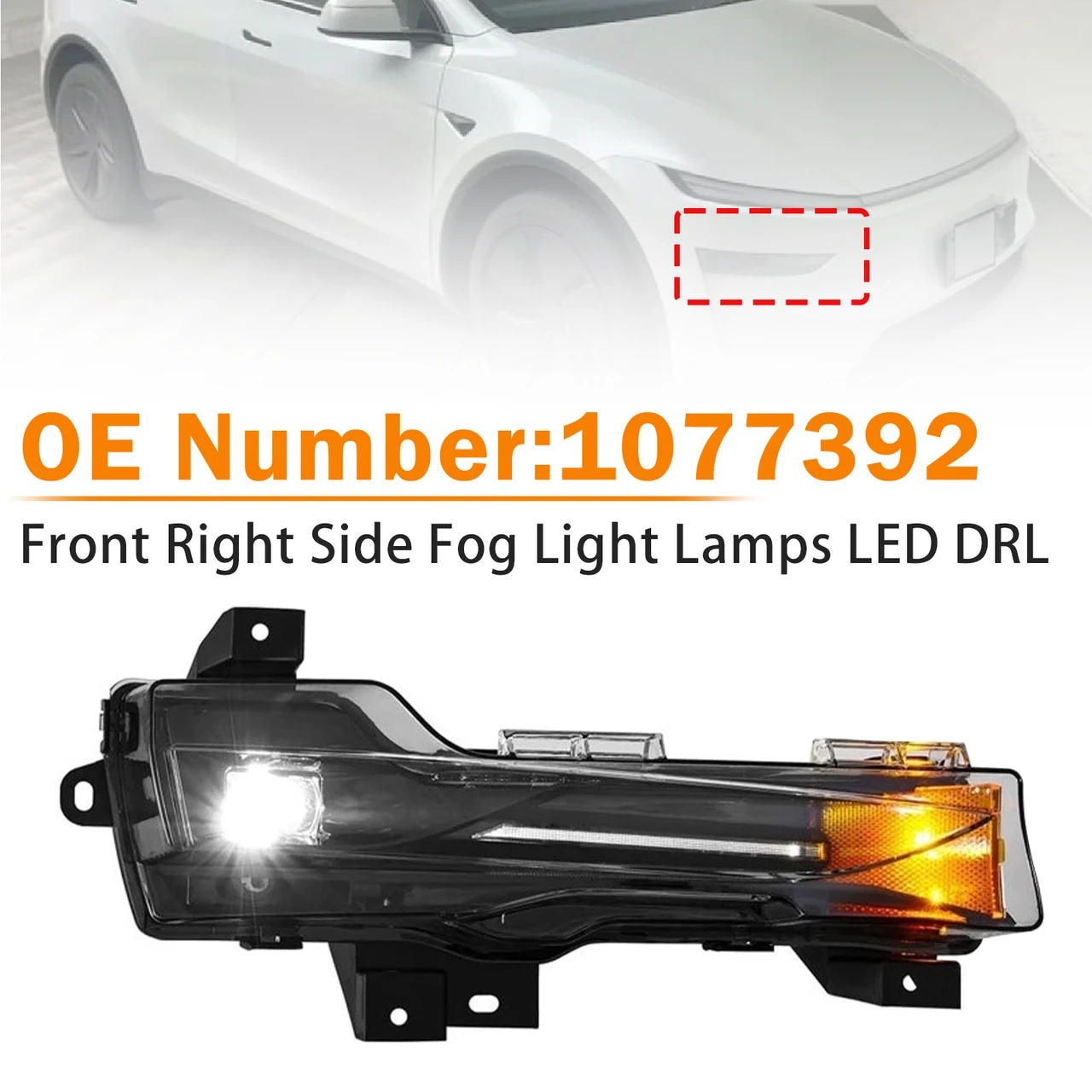 Front Right Fog Light Lamps LED DRL 1077392 For Tesla Model 3 Y 2017鈥?023