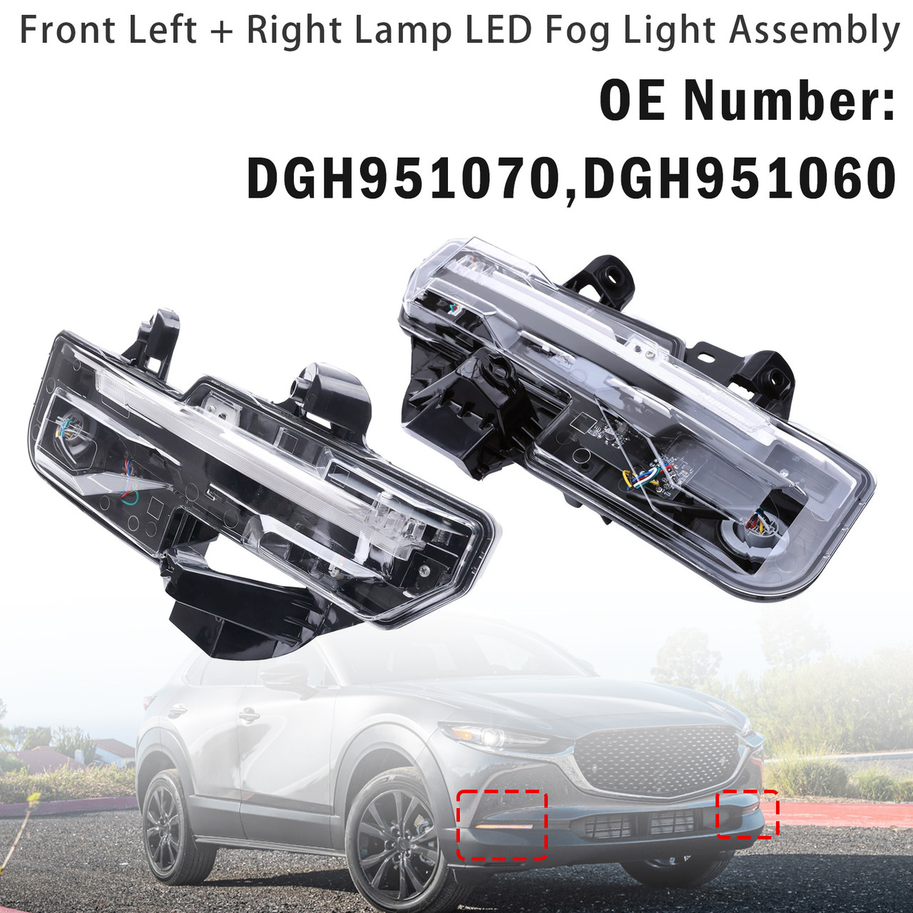 Front Lamp LED Fog Light Assembly Left Right Side For Mazda CX30 2020-2023