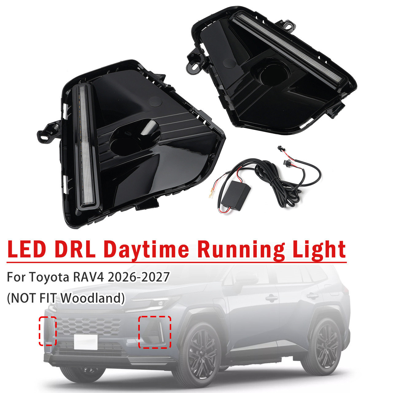 Pair Front Bumper LED DRL Daytime Running Light For Toyota RAV4 2026-2027