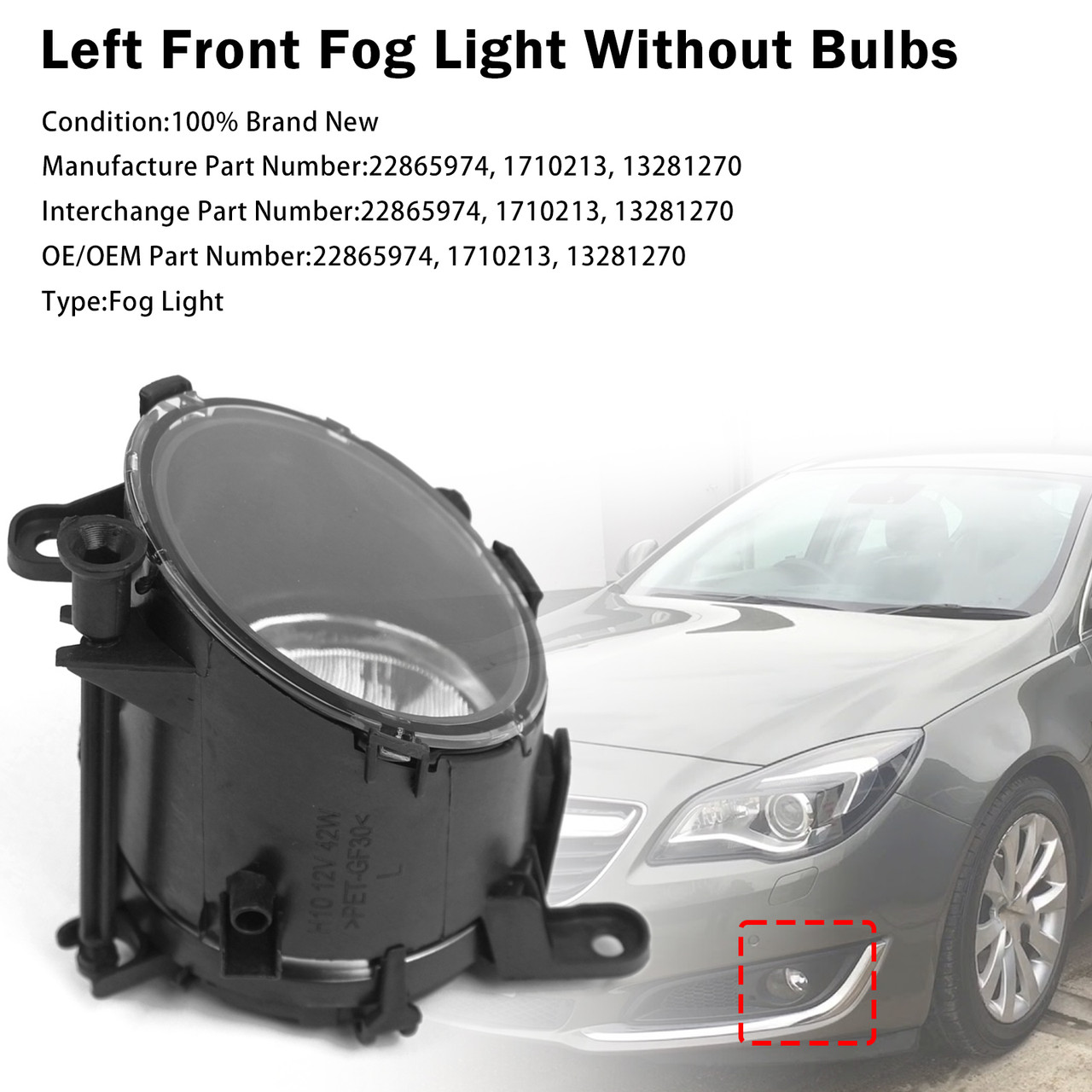 Left Front Fog Light Lamp For Vauxhall Insignia Astra 2011-2020 32365034
