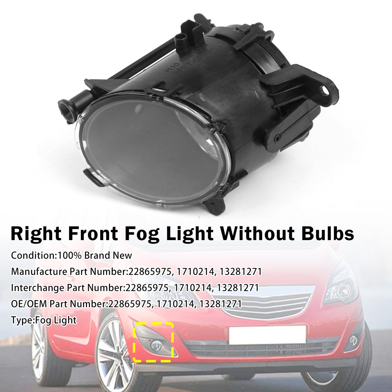 Right Front Fog Light Lamp For Vauxhall Insignia Astra 2011-2020 22865974