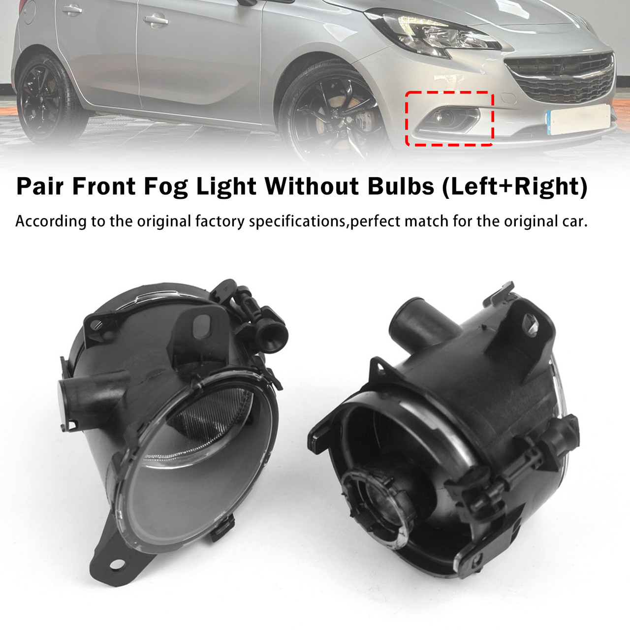 Pair Front Fog Light Lamp For Vauxhall Corsa 2011-2019 13253625 13253626