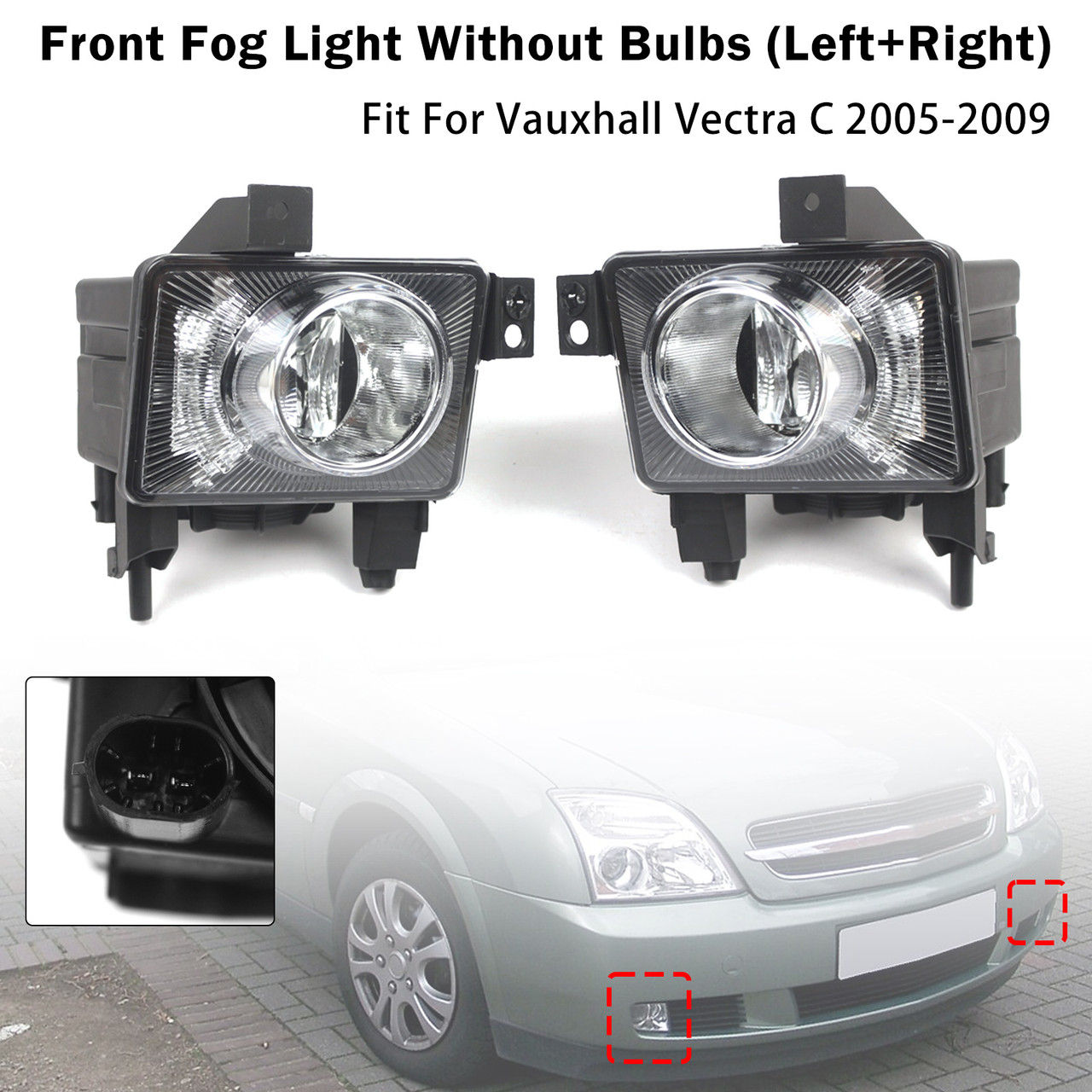 Pair Front Fog Light Lamp For Vauxhall Vectra C 2005-2009 1710362 1710363