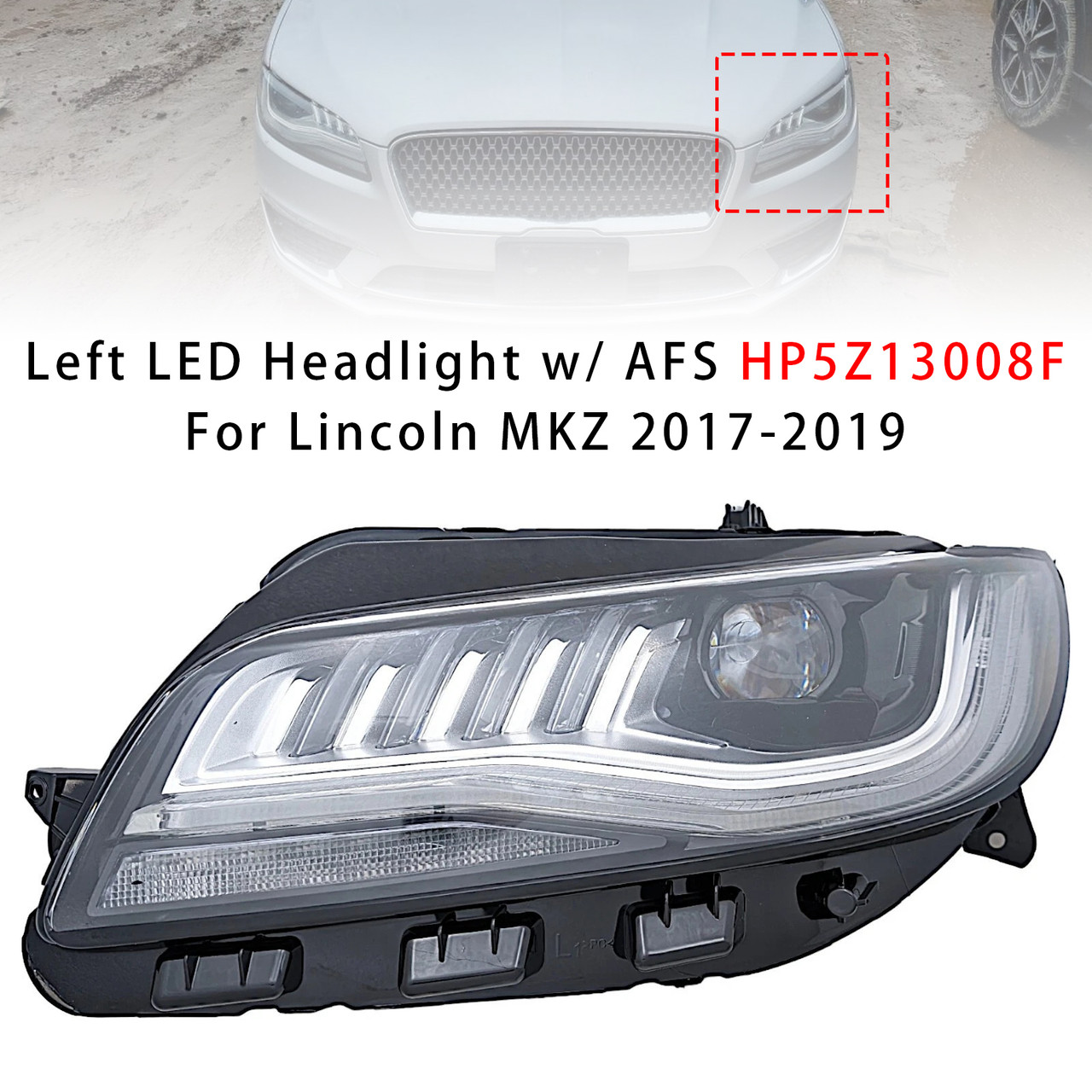 Left LED Headlight W/ AFS HP5Z13008F For Lincoln MKZ 2017-2019