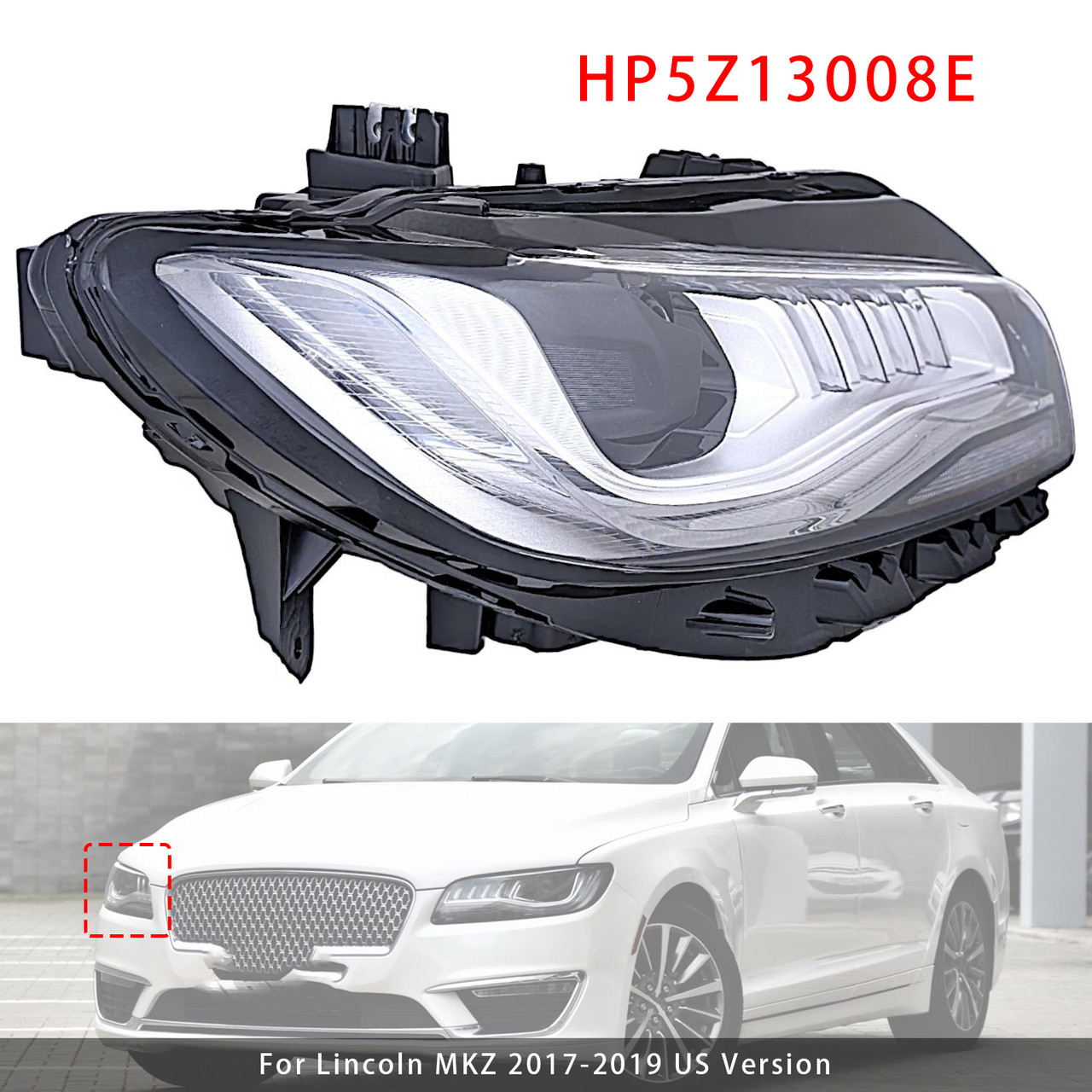 Right LED Headlight W/ AFS HP5Z13008E For Lincoln MKZ 2017-2019