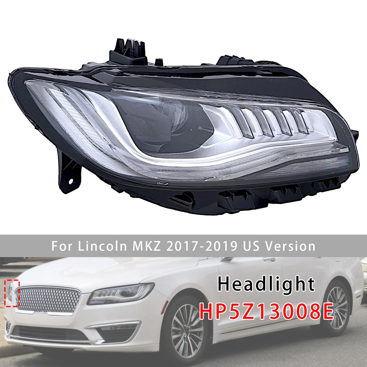 Right LED Headlight W/ AFS HP5Z13008E For Lincoln MKZ 2017-2019