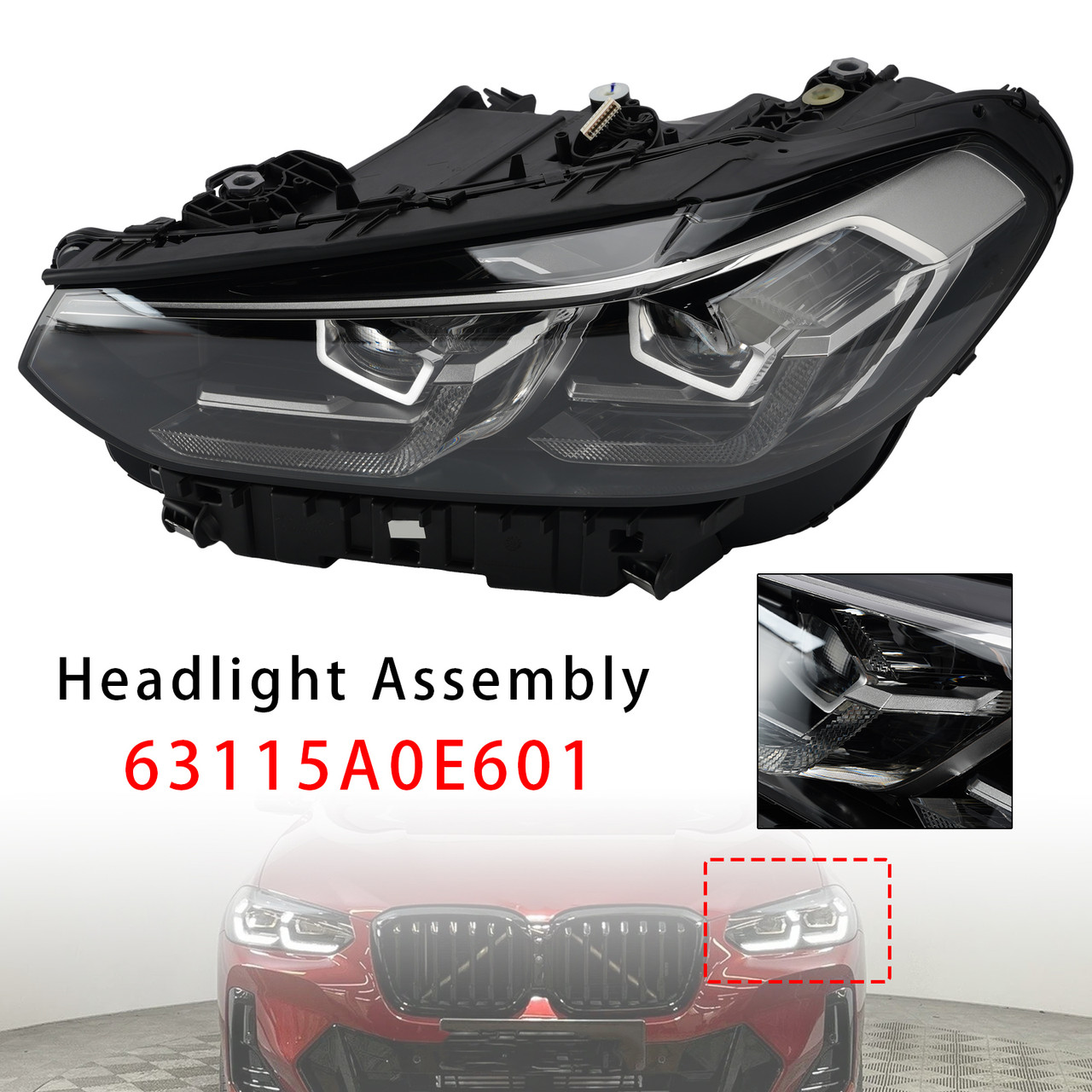 LED Left Headlight Chrome 63115A0E601 Without AFS For BMW X3 X4 G01 G02 22-2025