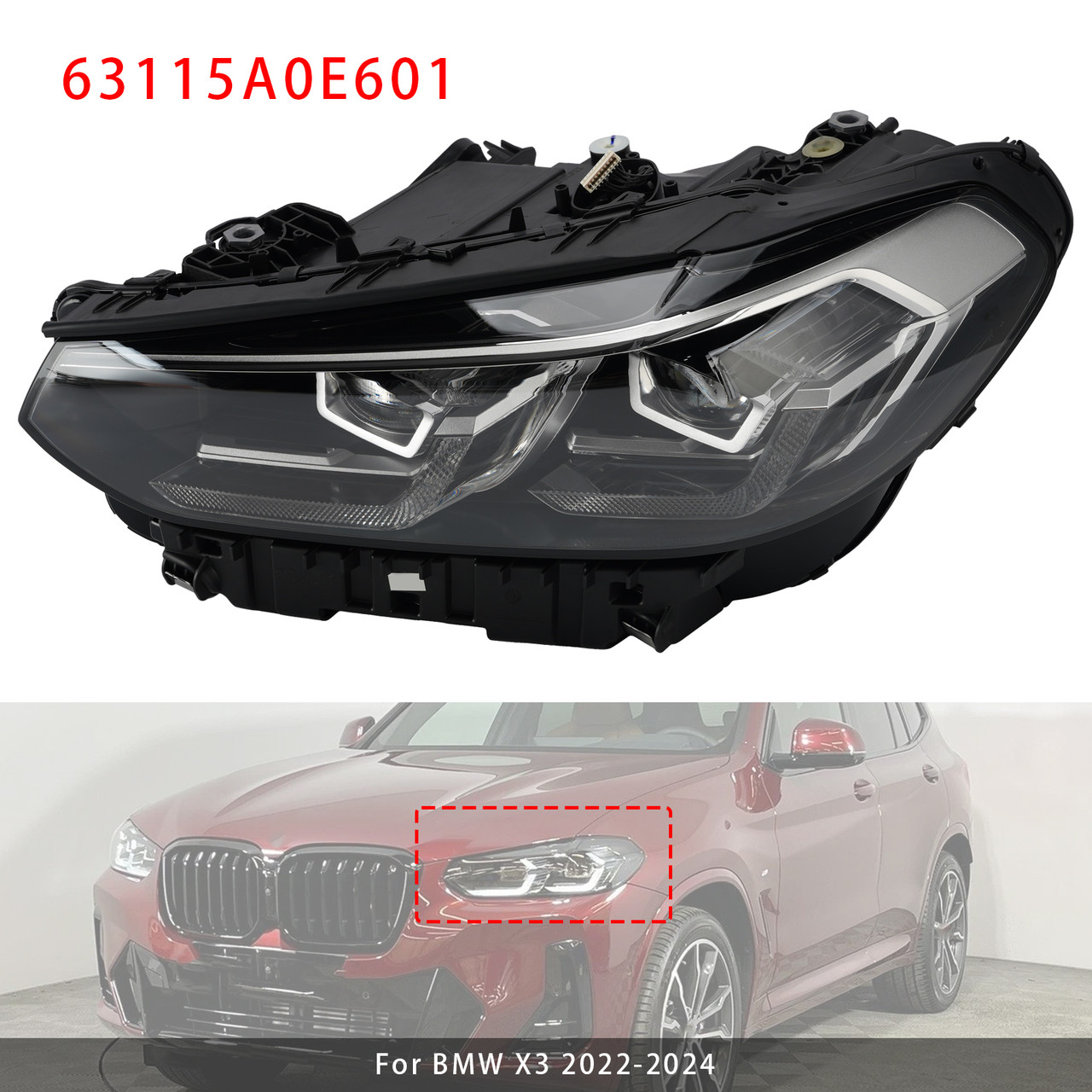 LED Left Headlight Chrome 63115A0E601 Without AFS For BMW X3 X4 G01 G02 22-2025