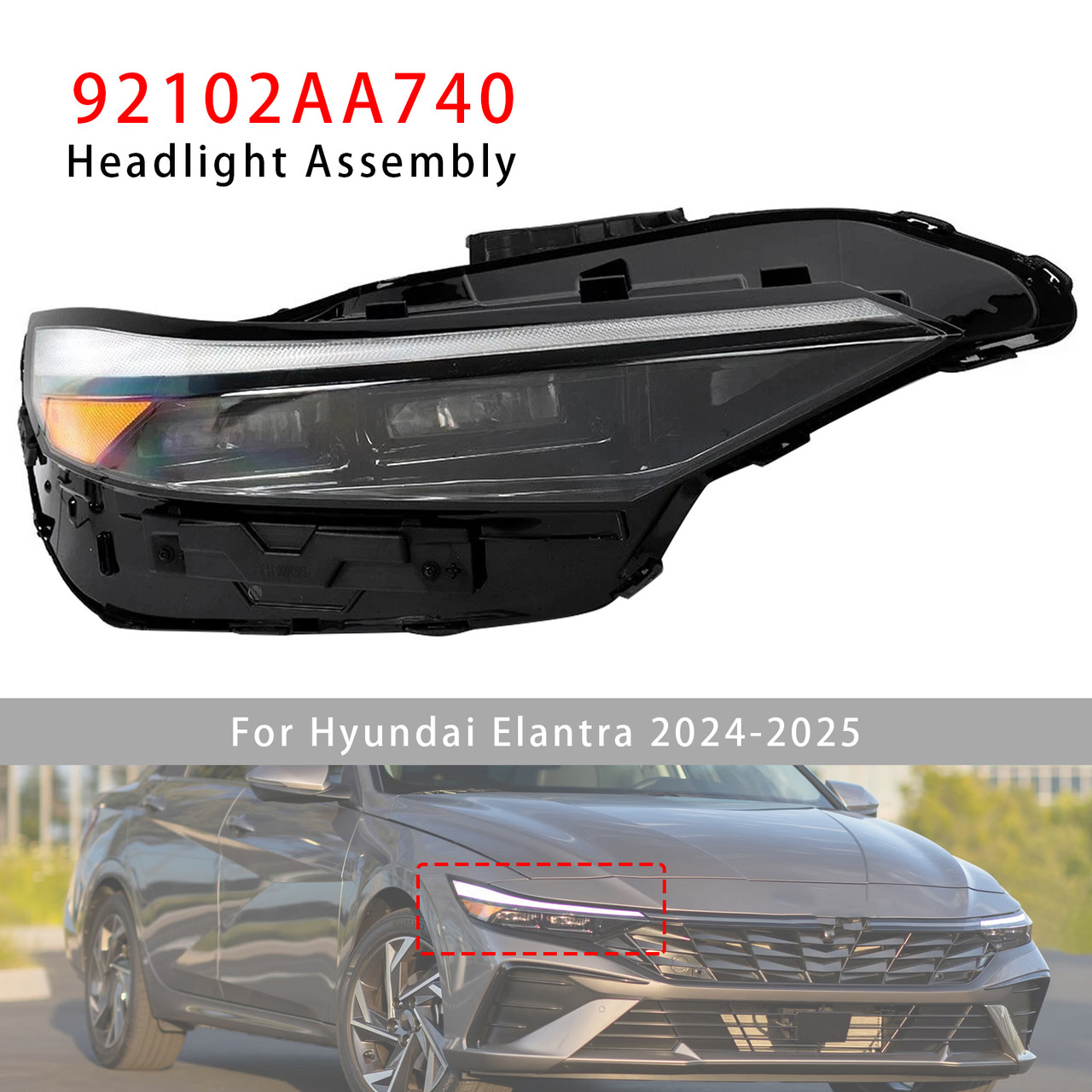 Right LED Headlight Assembly 92102AA740 For Hyundai Elantra 2024-2025