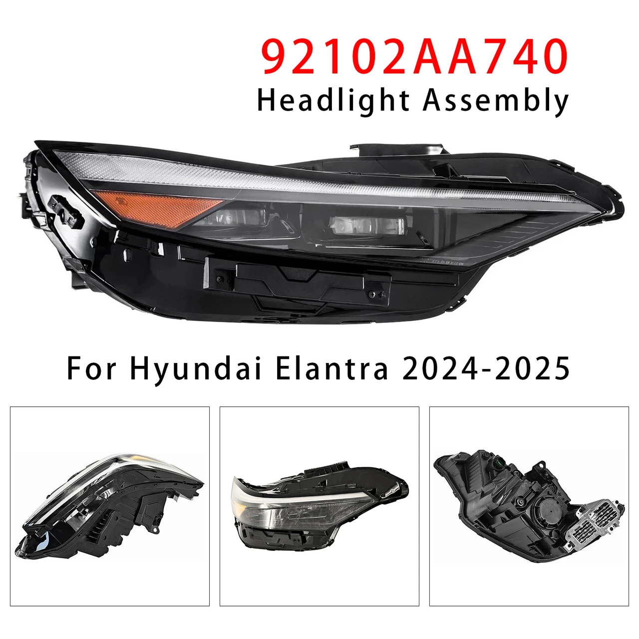 Right LED Headlight Assembly 92102AA740 For Hyundai Elantra 2024-2025