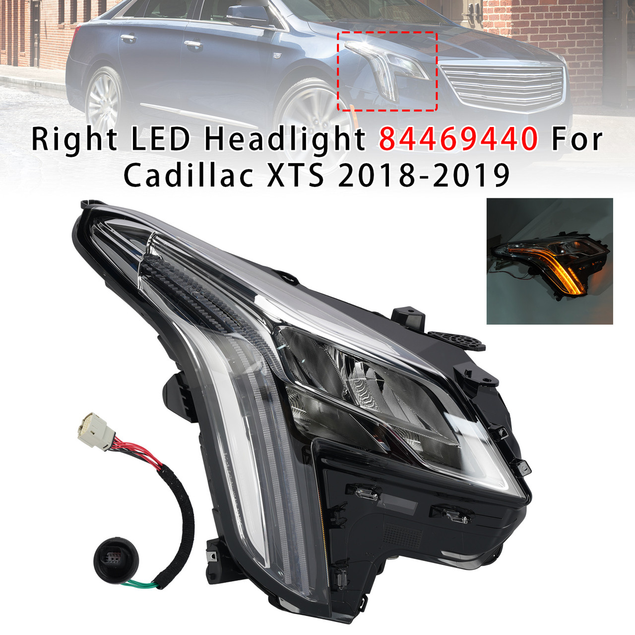 Right LED Headlight 84469440 For Cadillac XTS 2018-2019