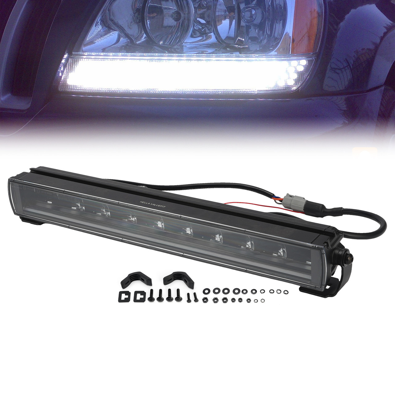 Long Strip Auxiliary Lamp ValueFit 20" 12/24V 140W 6000LM 6000K For HELLA