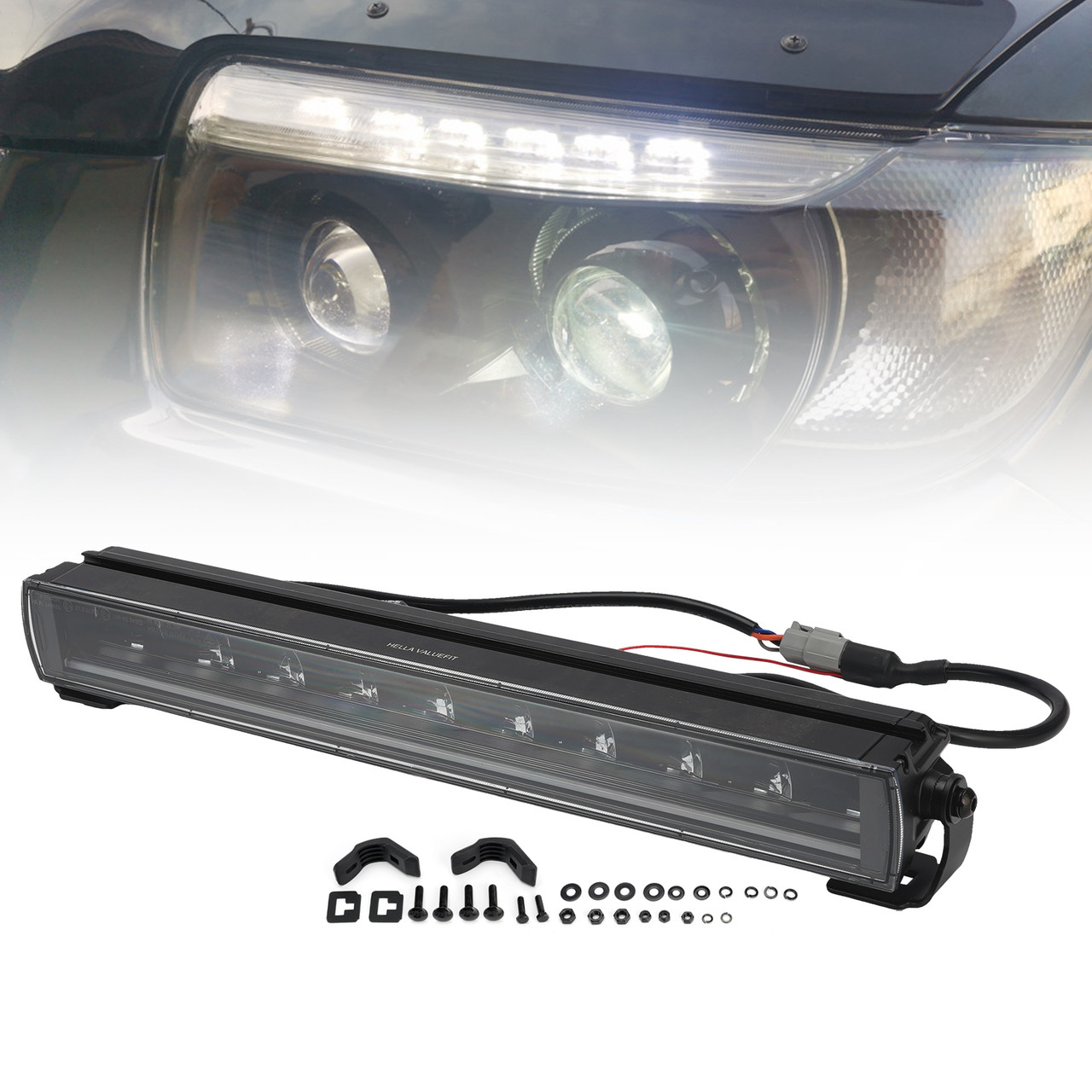 Long Strip Auxiliary Lamp ValueFit 20" 12/24V 140W 6000LM 6000K For HELLA