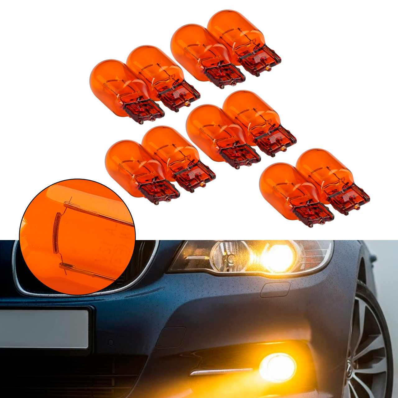 Car Light Amber Halogen Auxiliary Bulb WY21W 12V 21W For HELLA 8GP 009 021-002