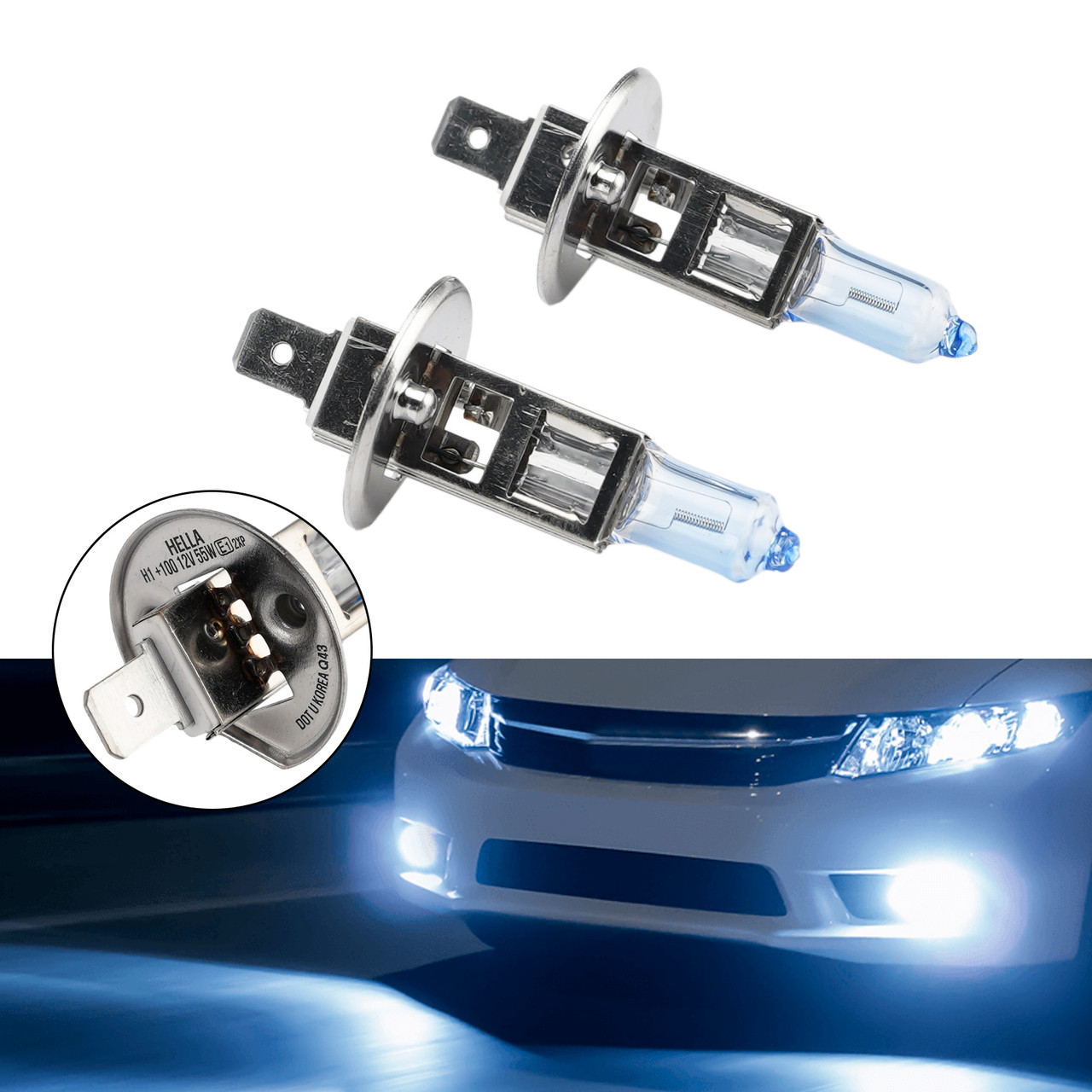 Car Light Upgraded Halogen Headlight Bulb H1 12V 55W For HELLA 8GH 178 560-693
