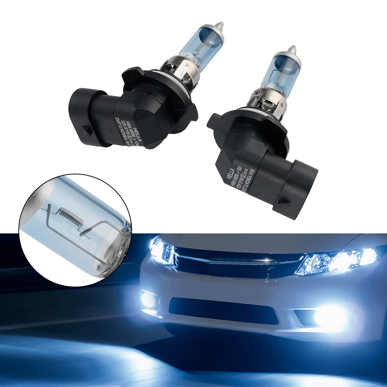 Car Light Upgraded Halogen Headlight Bulb HB4 9006 12V 55W For HELLA 178 560-713