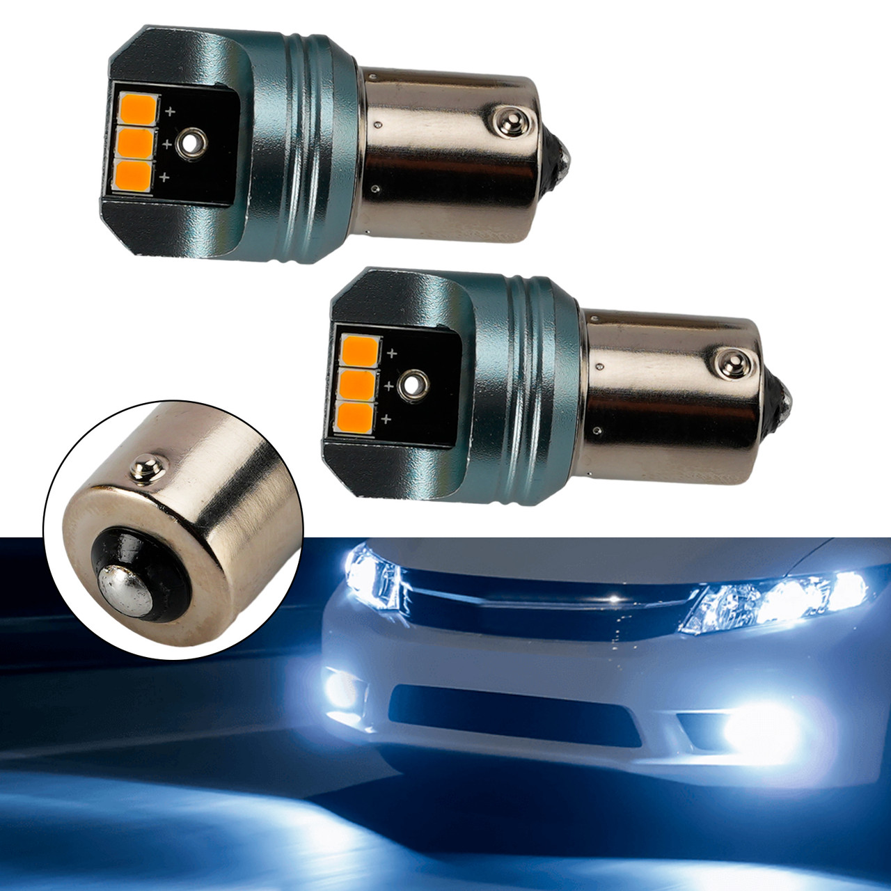 Car Light LED Auxiliary Bulb Kit PY21W 12V 3W 1700K Amber For HELLA LEDS25AA3