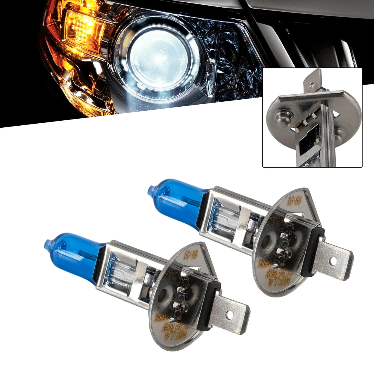 Car Light Upgraded Halogen Headlight Bulb H1 12V 55W For HELLA 8GH 002 089-432