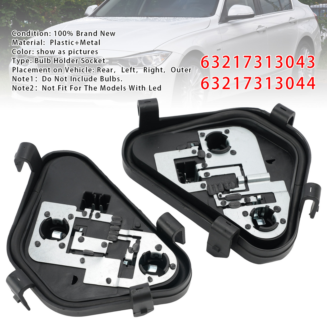 Rear L+R Bulb Holder Socket For BMW 3 Series F30 F80 Sedan 2011-2015 (PRE-LCI)