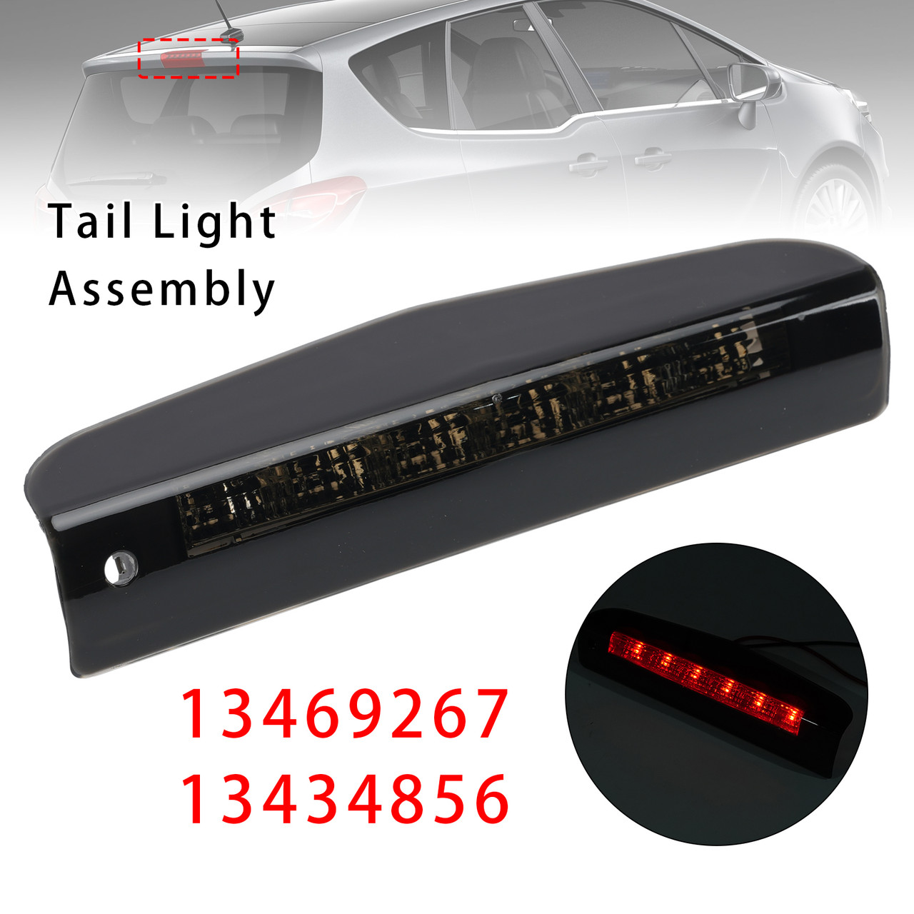 Rear Third Brake Light For Opel Meriva Vauxhall Meriva B 2010-2017 Black