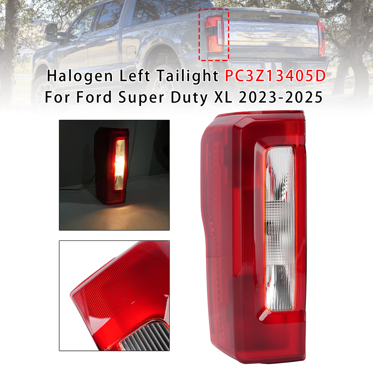 Halogen Left Tailight PC3Z13405D For Ford Super Duty XL 2023-2025