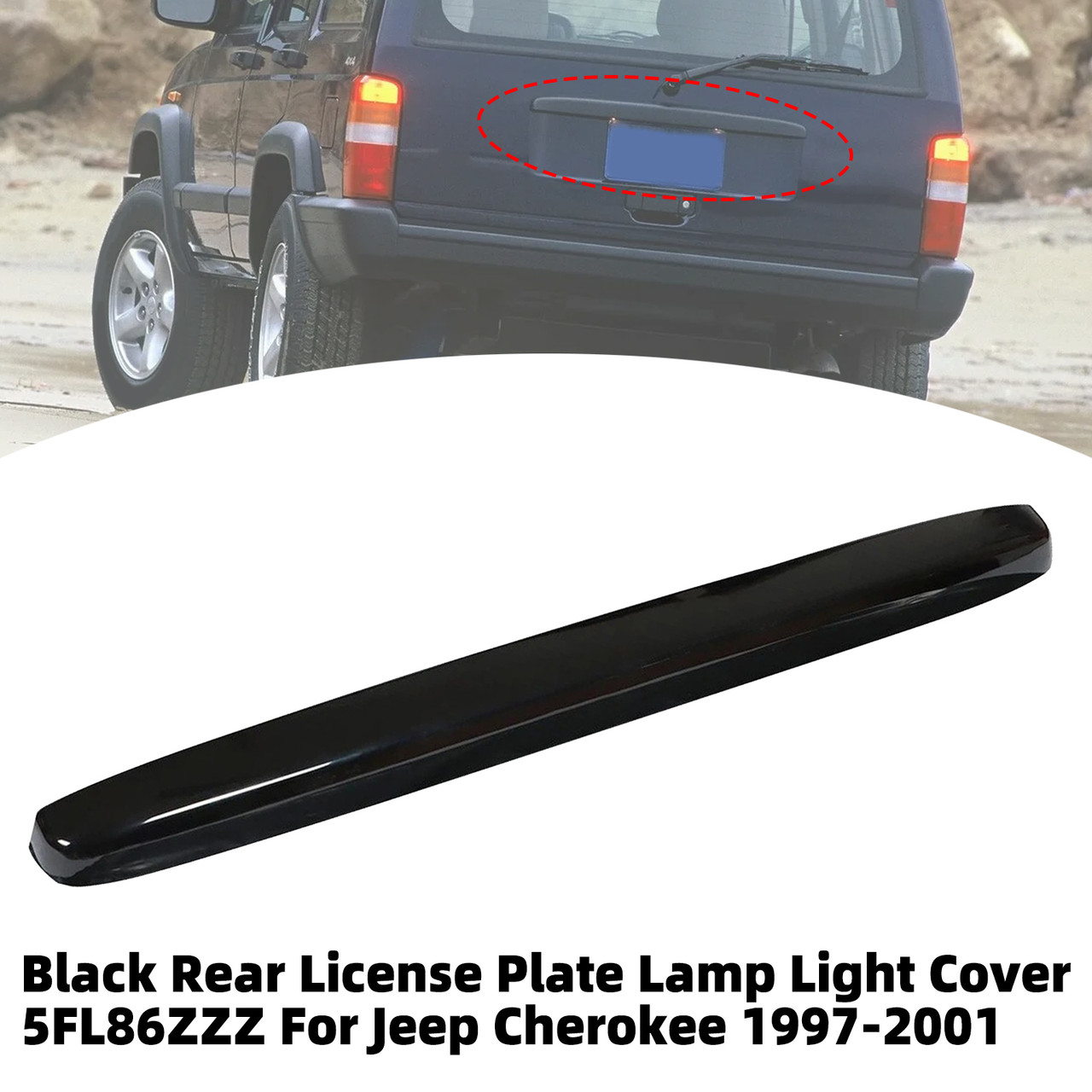 Black Rear License Plate Lamp Light Cover 5FL86ZZZ For Jeep Cherokee 1997-2001