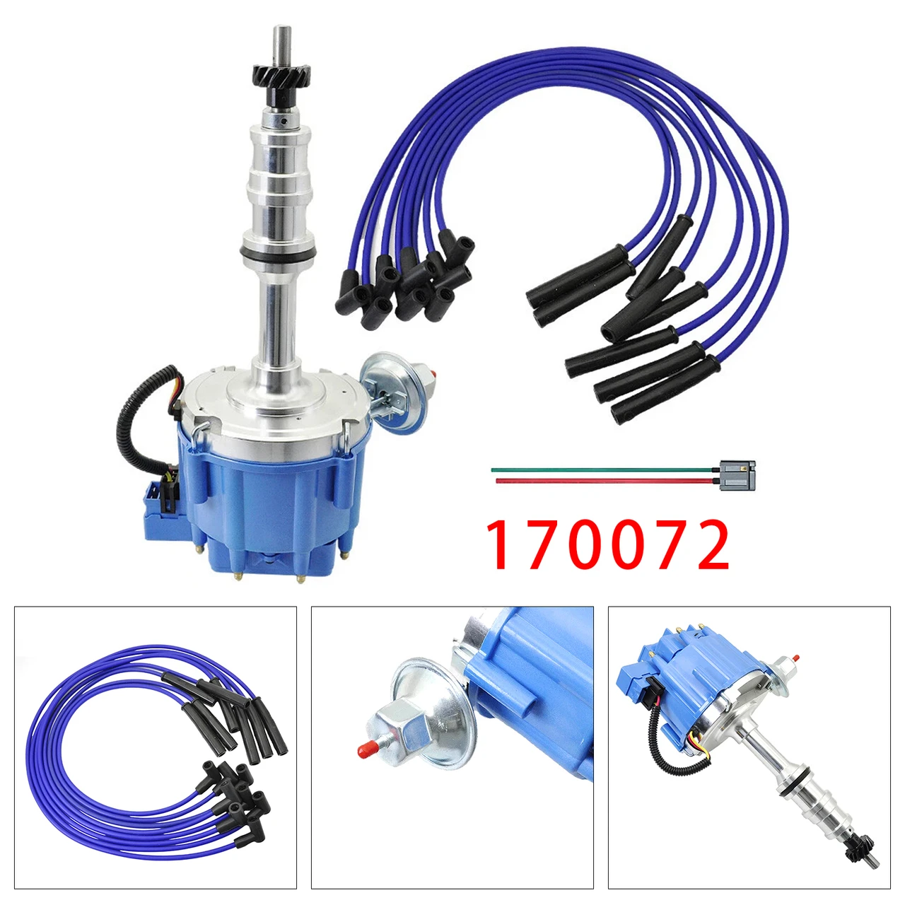 170072 Distributor 332 352 360 406 427 428 & Spark Plug Wires For Ford FE HEI