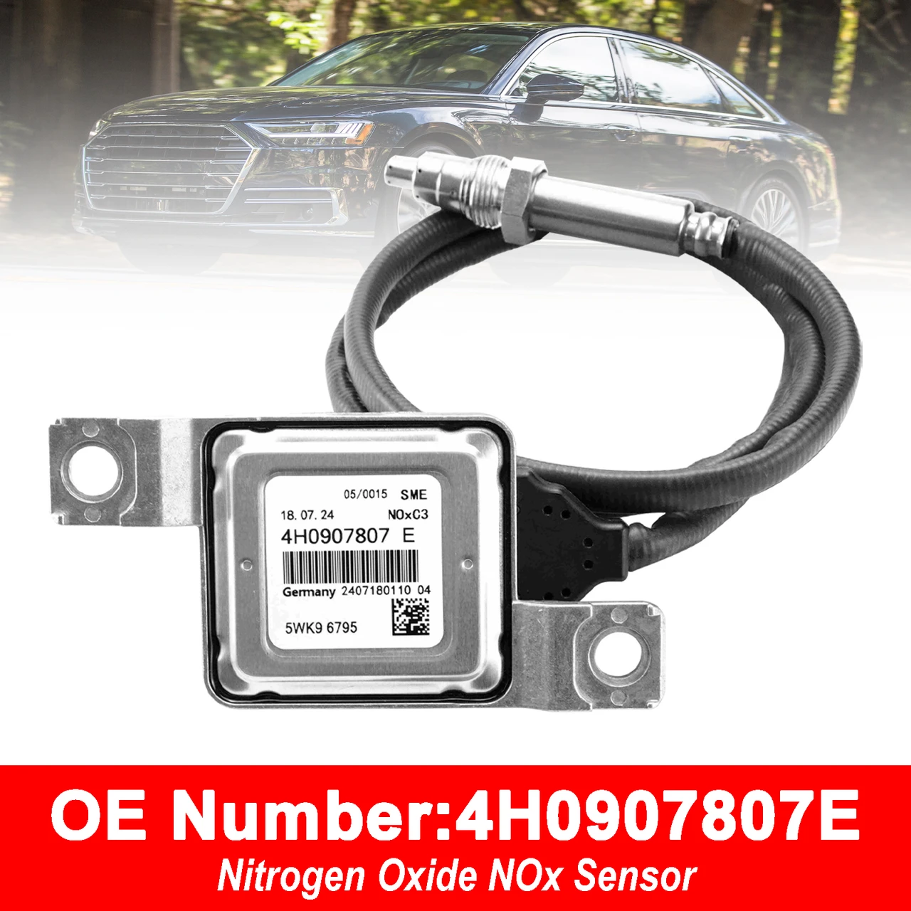 Nitrogen Oxide NOx Sensor 4H0907807E For Audi A8 Quattro 3.0TDI 2014-2016