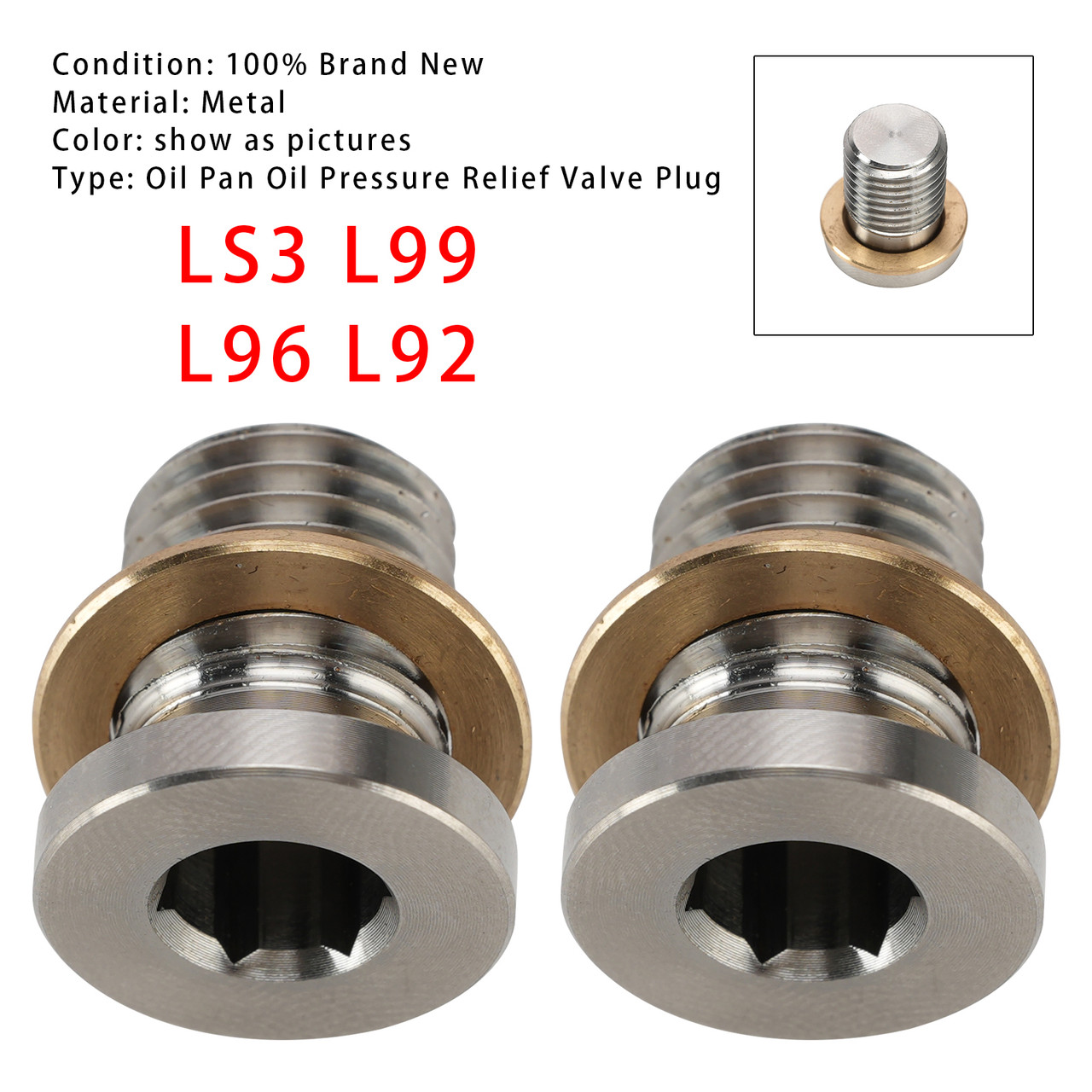 2PCS Oil Pan Oil Pressure Relief Valve Plug For Gen IV LS 2007-2013 LS3 L99 L96