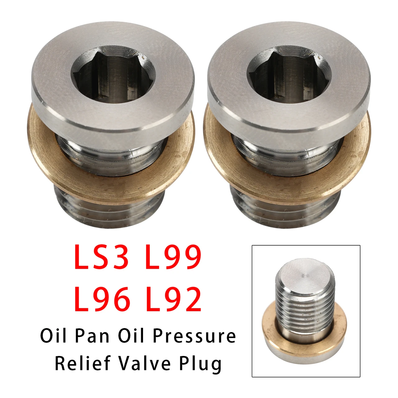 2PCS Oil Pan Oil Pressure Relief Valve Plug For Gen IV LS 2007-2013 LS3 L99 L96