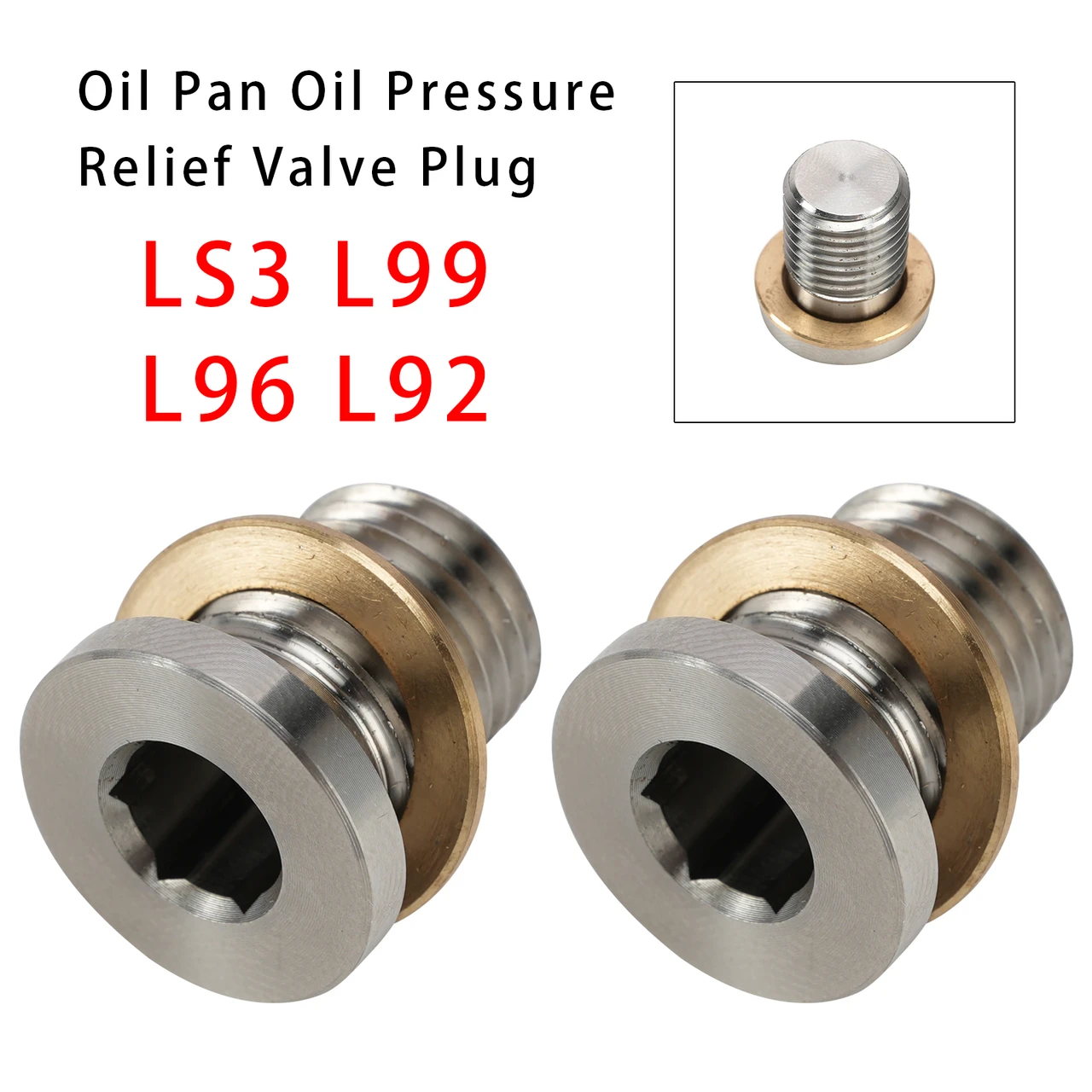 2PCS Oil Pan Oil Pressure Relief Valve Plug For Gen IV LS 2007-2013 LS3 L99 L96