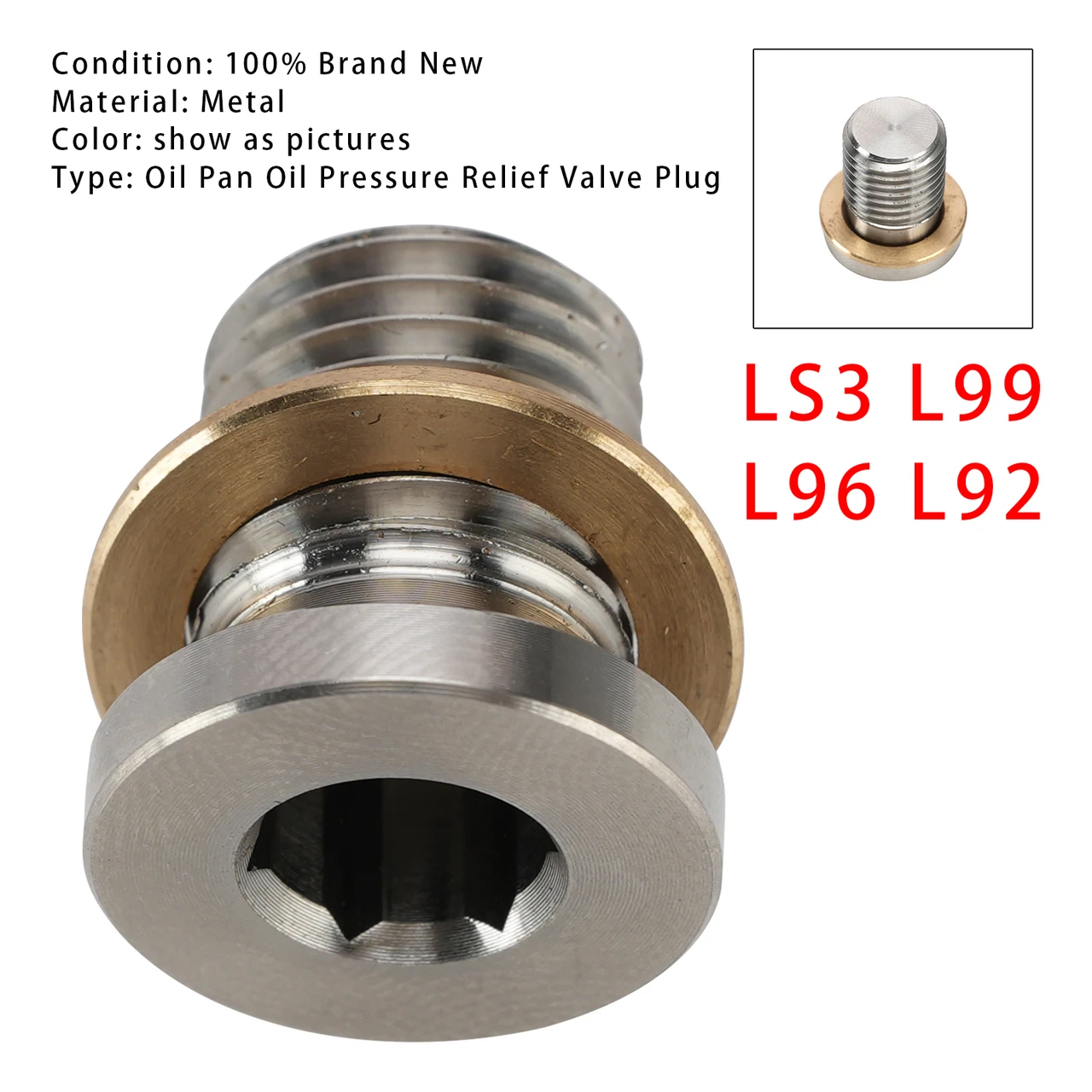 Oil Pan Oil Pressure Relief Valve Plug For Gen IV LS Engines 2007-2013 LS3 L99