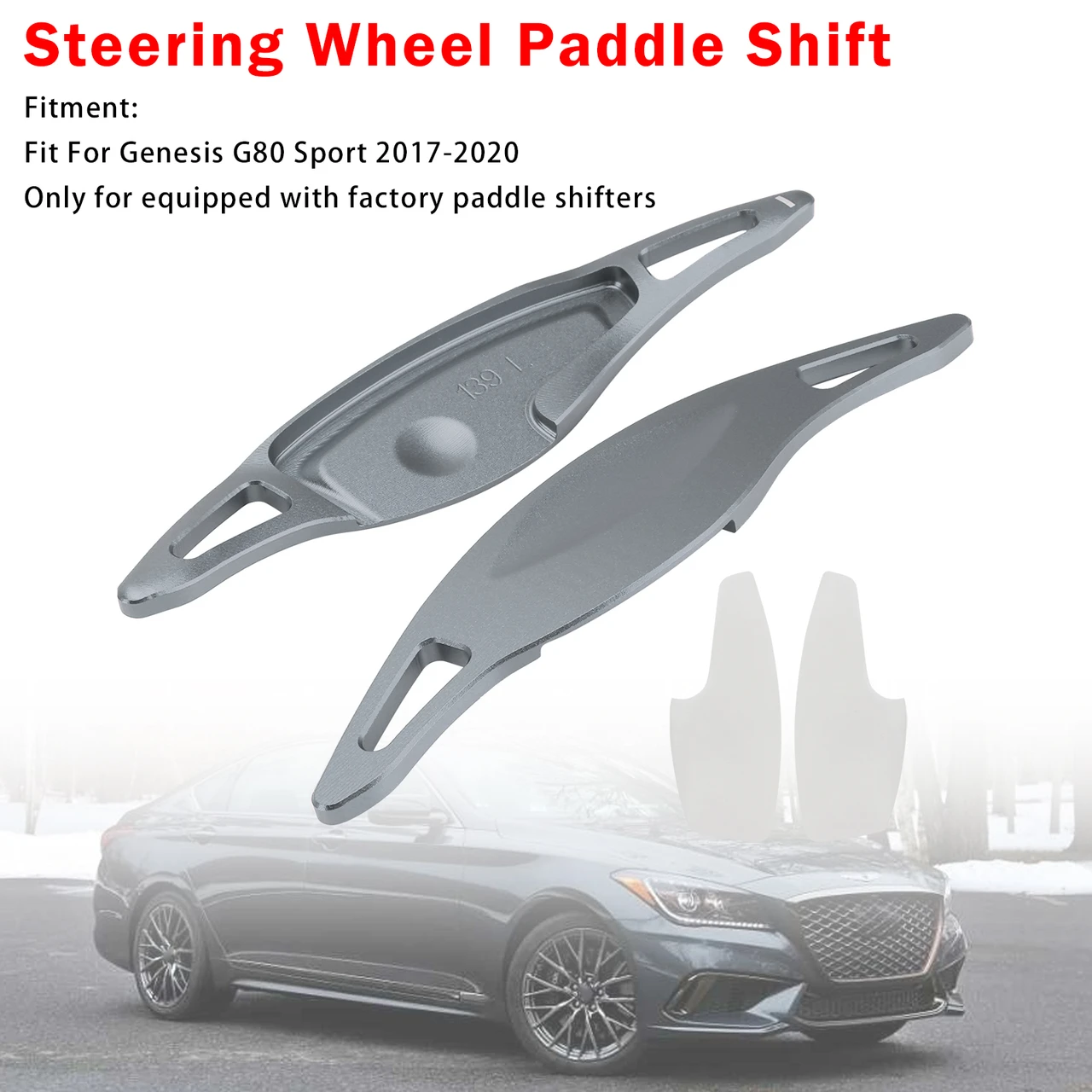 Steering Wheel Paddle Shifter For Genesis G80 Sport 17-20 Aluminium Grey
