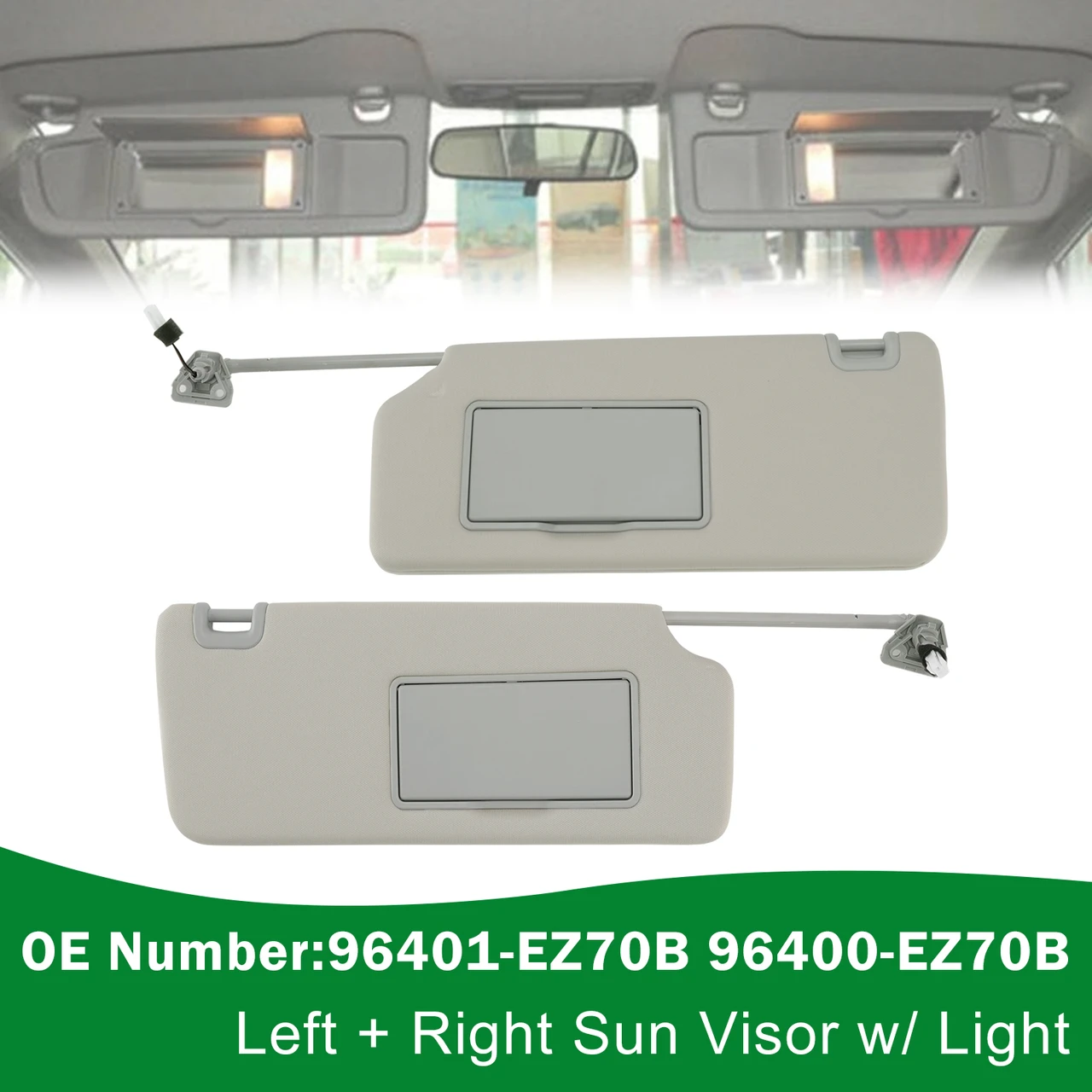 Left Right Sun Visor W/Light 96401-EZ70B 96400-EZ70B For Nissan Titan 2004-2024