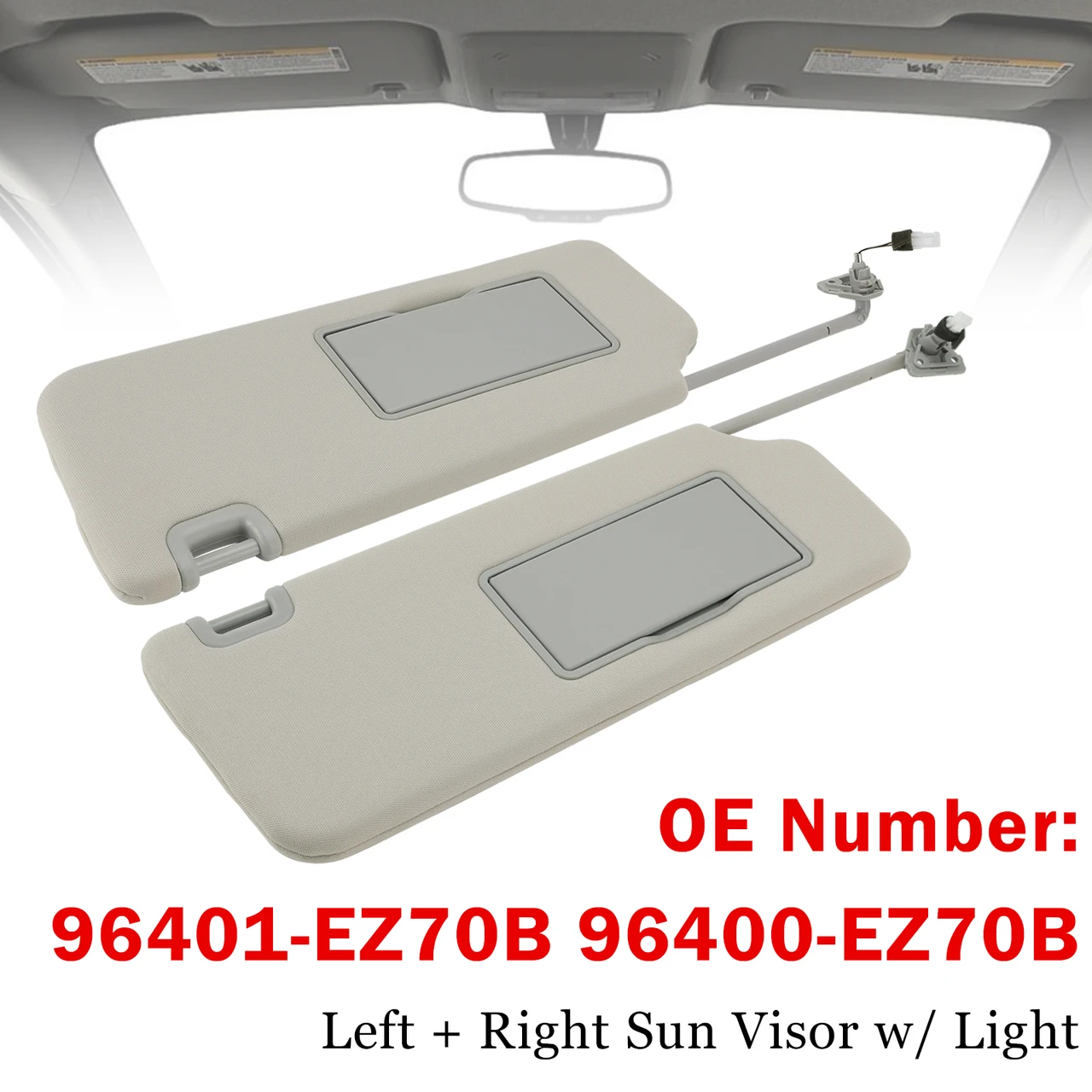 Left Right Sun Visor W/Light 96401-EZ70B 96400-EZ70B For Nissan Titan 2004-2024
