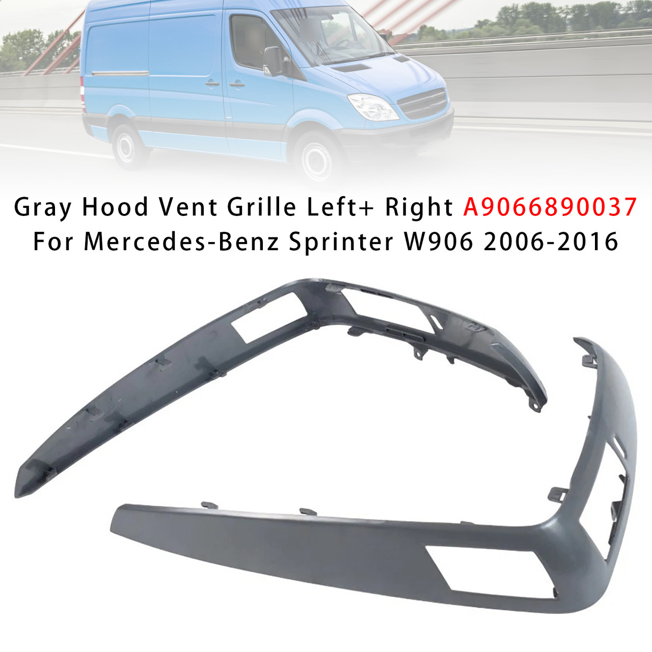 Gray Hood Vent Grille Left+ Right For Mercedes-Benz Sprinter W906 2006-2016