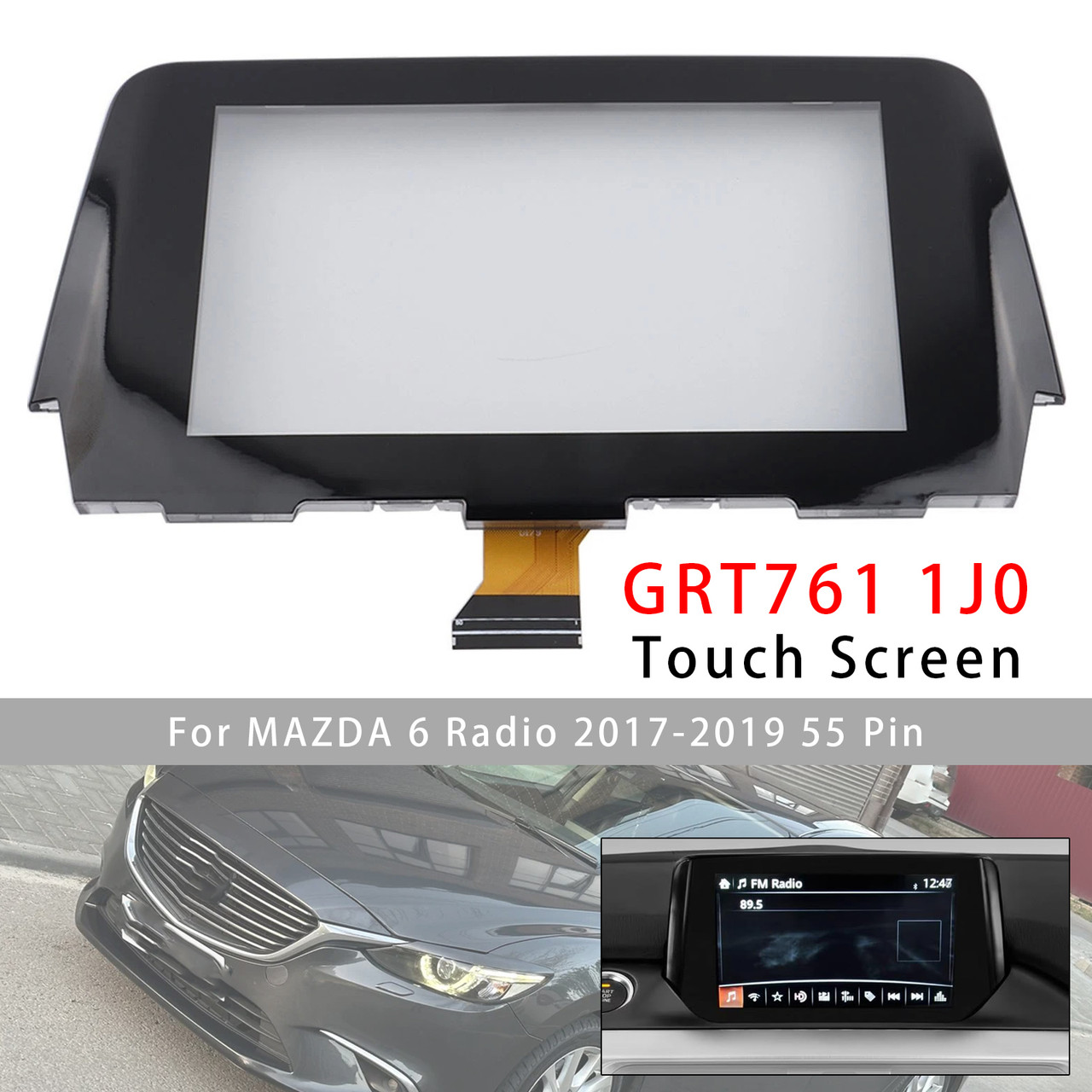 7" Touch Screen Digitizer Replacement GRT761 1J0 For MAZDA 6 Radio 17-19 55 Pin