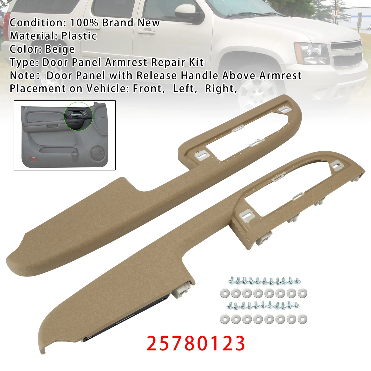 2Pcs Front Door Panel Armrest Repair Kit  For Silverado Suburban Tahoe 2007-2009