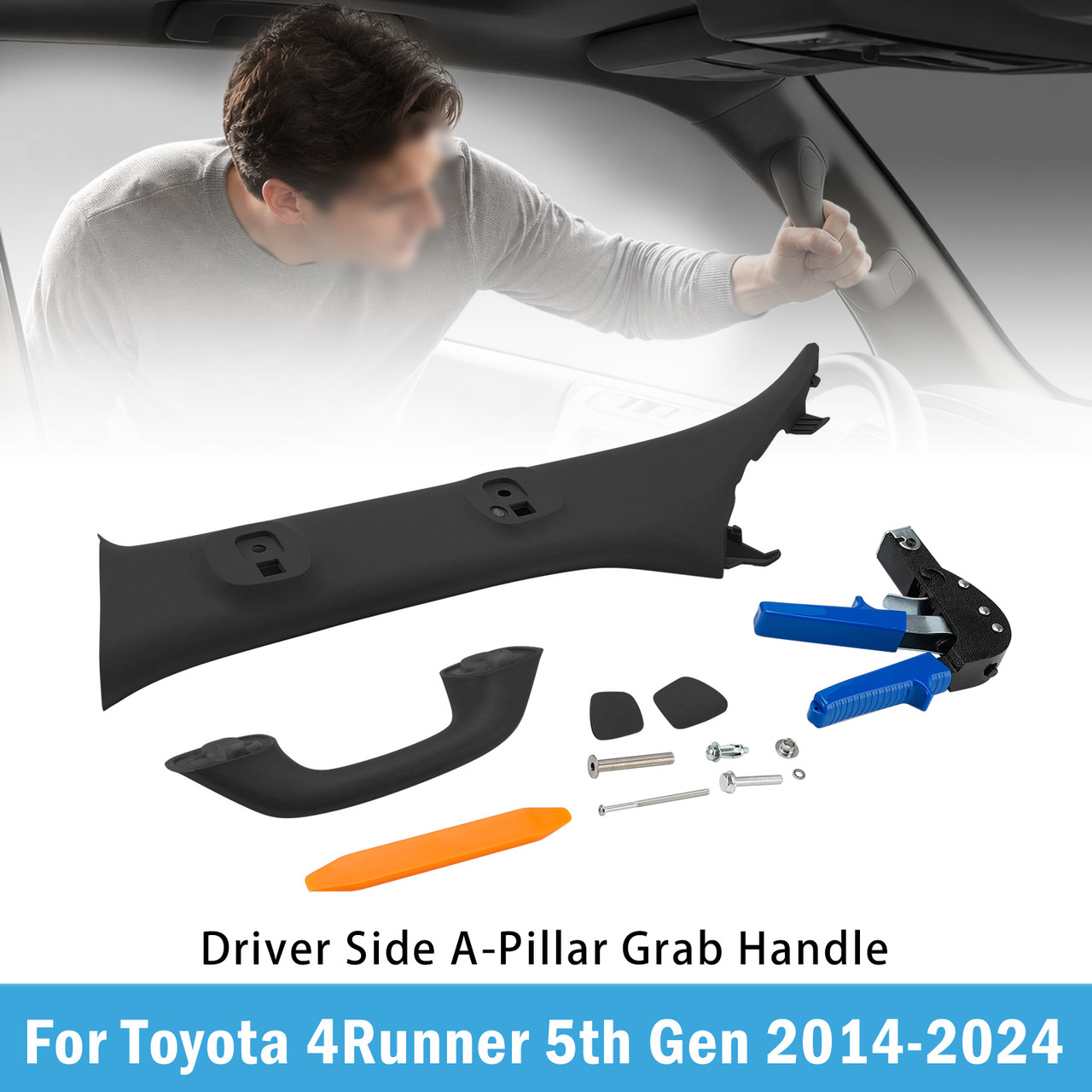Driver Side A-Pillar Grab Handle Black For Toyota 4Runner 5th Gen 2014-2024