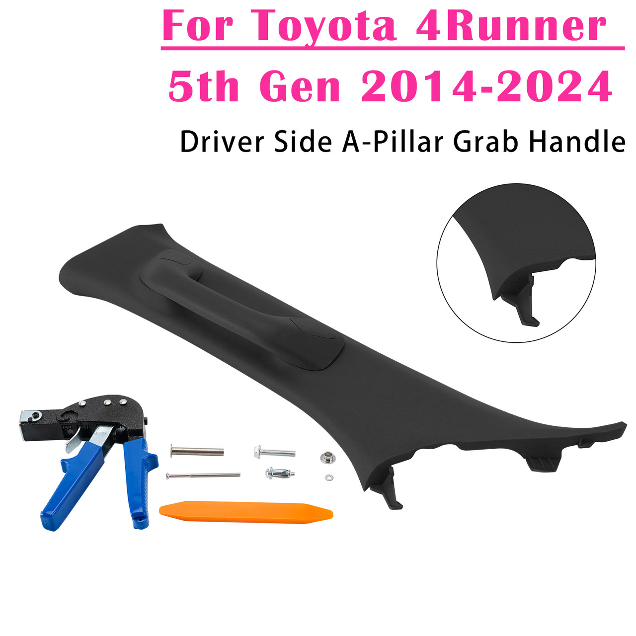 Driver Side A-Pillar Grab Handle Black For Toyota 4Runner 5th Gen 2014-2024