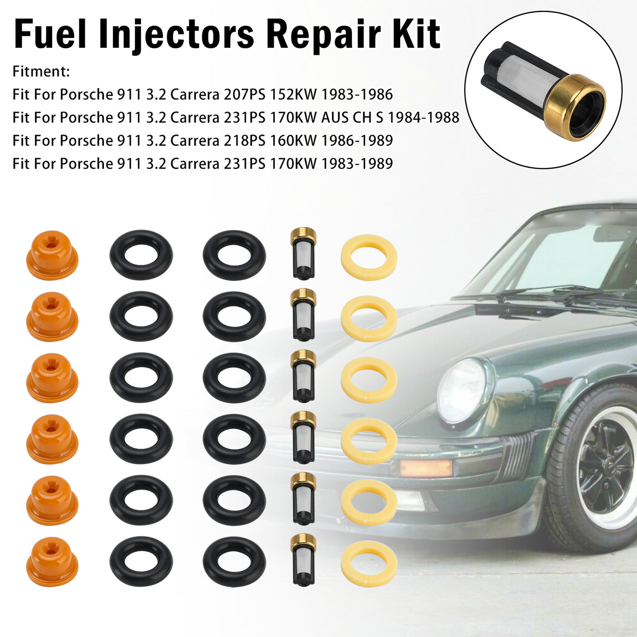 Fuel Injector Seal O-Ring 0280150158 For Porsche 911 3.2 Carrera 1983-1986