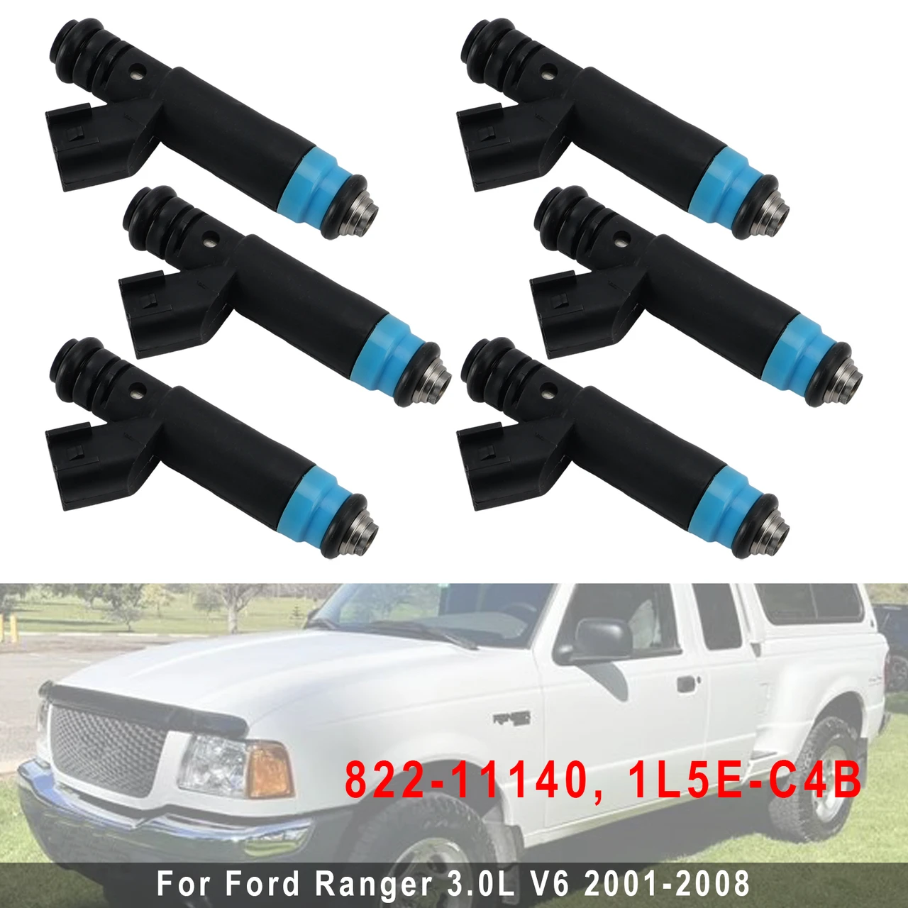 6Pcs Fuel Injector For Ford Ranger 01-08 For Mazda B3000 02-08 1L5E-C4B